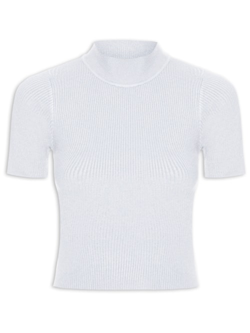 Camiseta Feminina Tricot Cropped Básica – Cinza