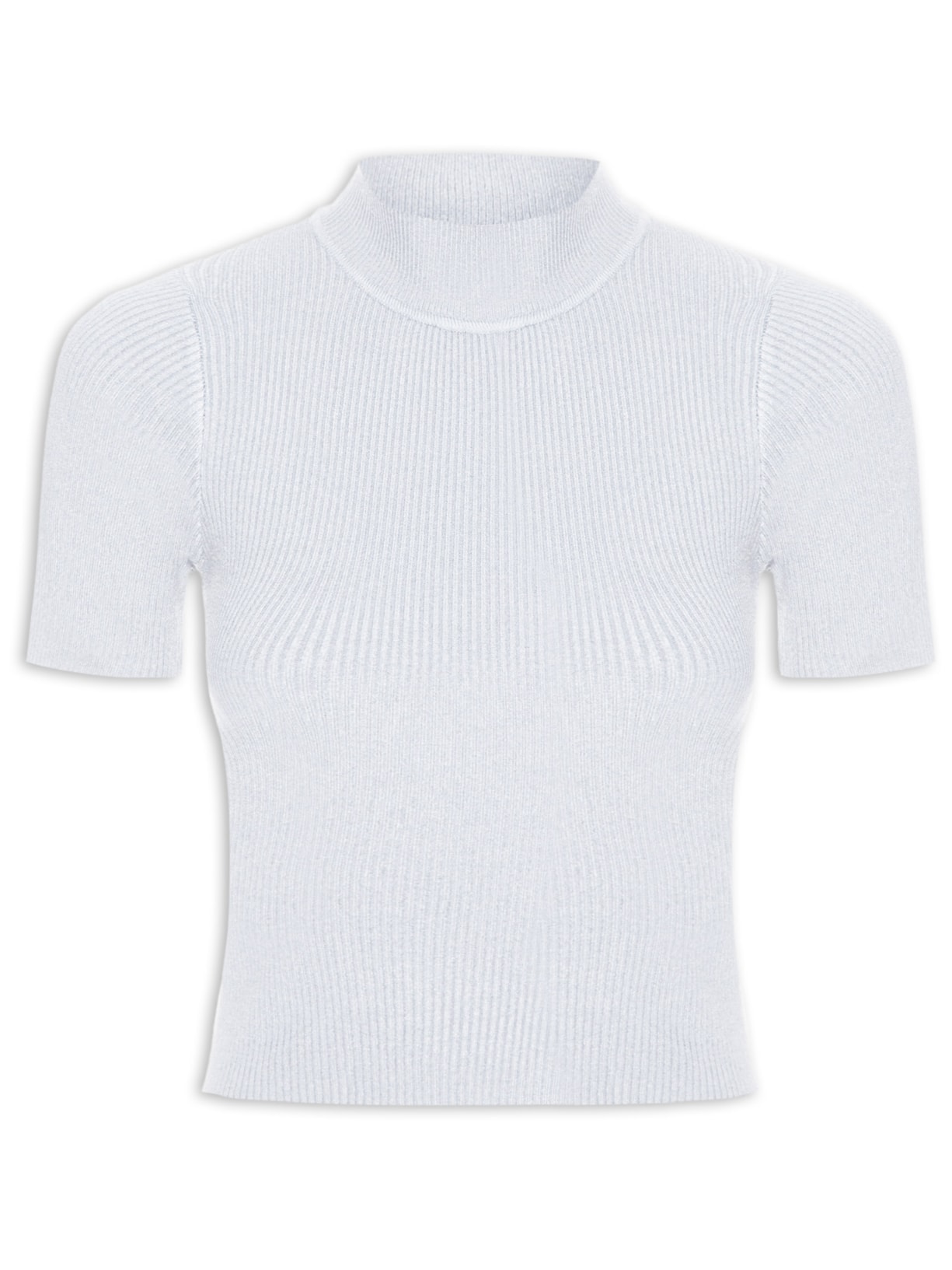 Camiseta Feminina Tricot Cropped Básica – Cinza Basiq