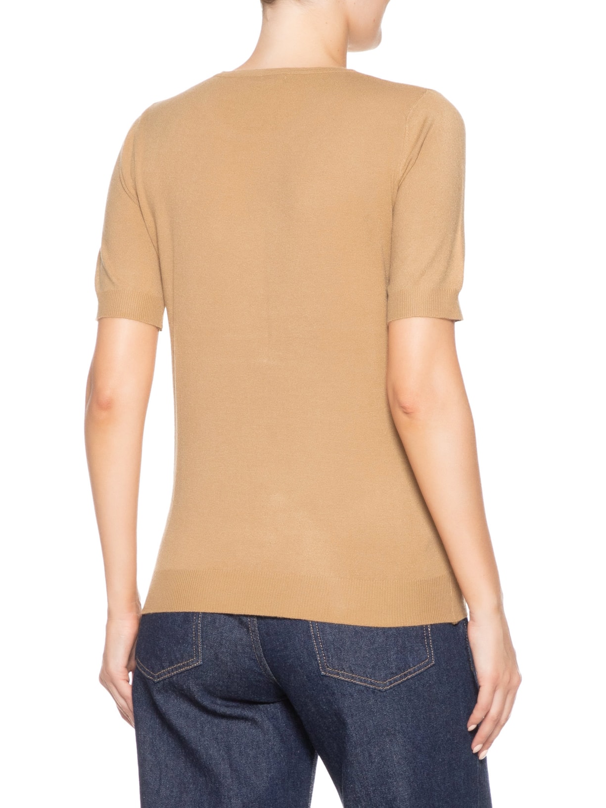 Camiseta Feminina Tricot Manga Curta - Bege