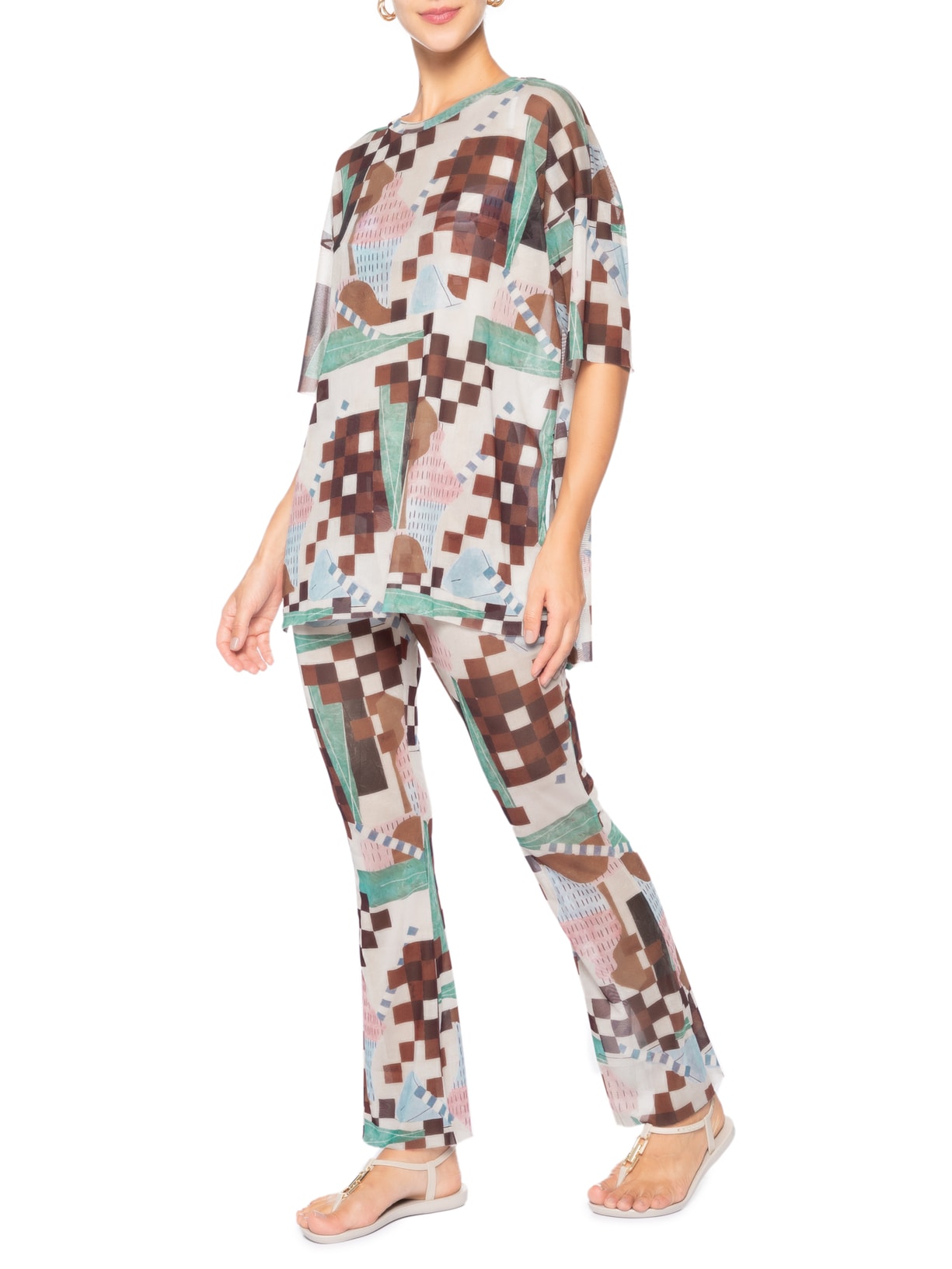 Camiseta Feminina Tule Marrom Lenny Niemeyer