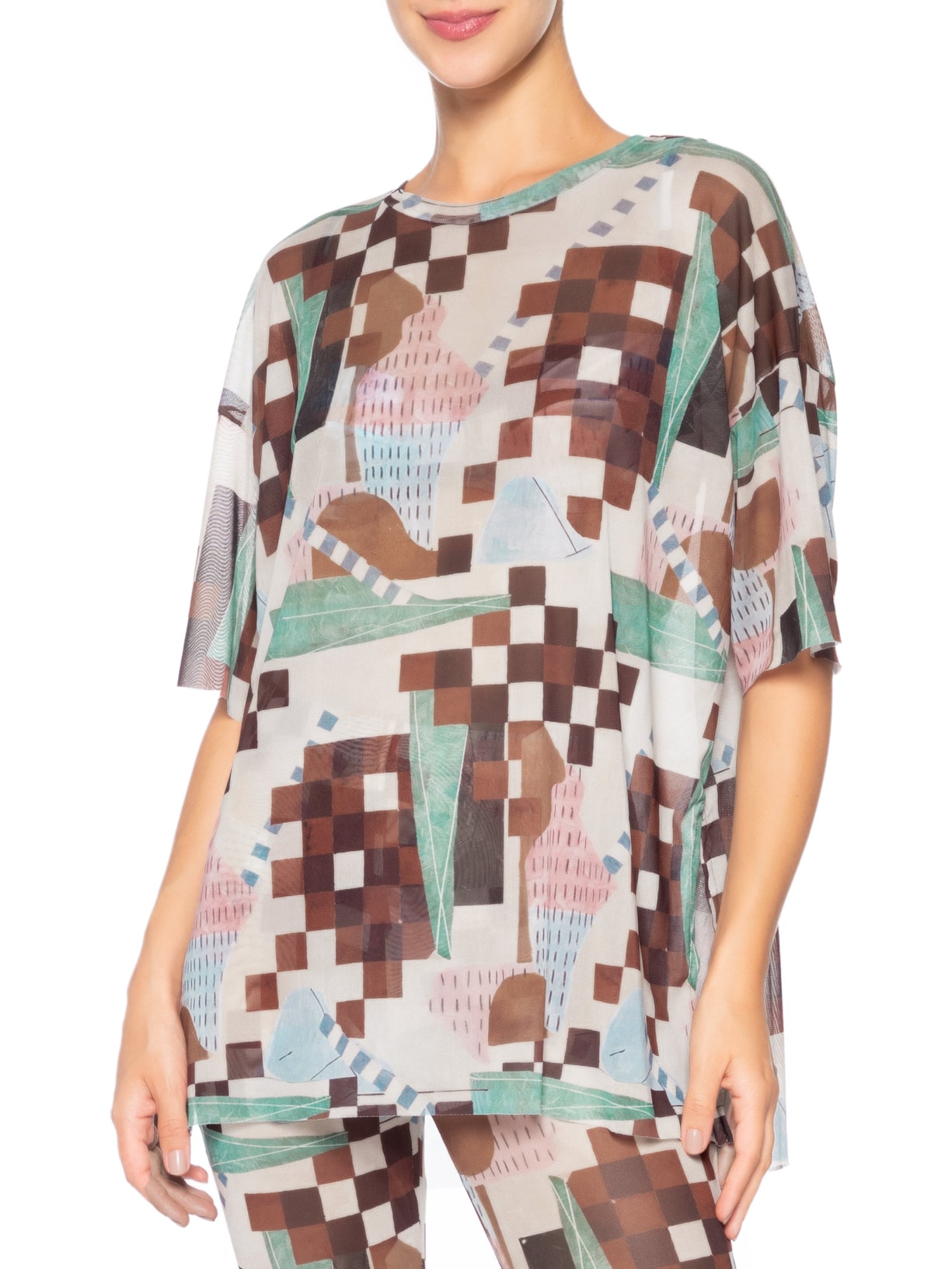 Camiseta Feminina Tule Marrom Lenny Niemeyer