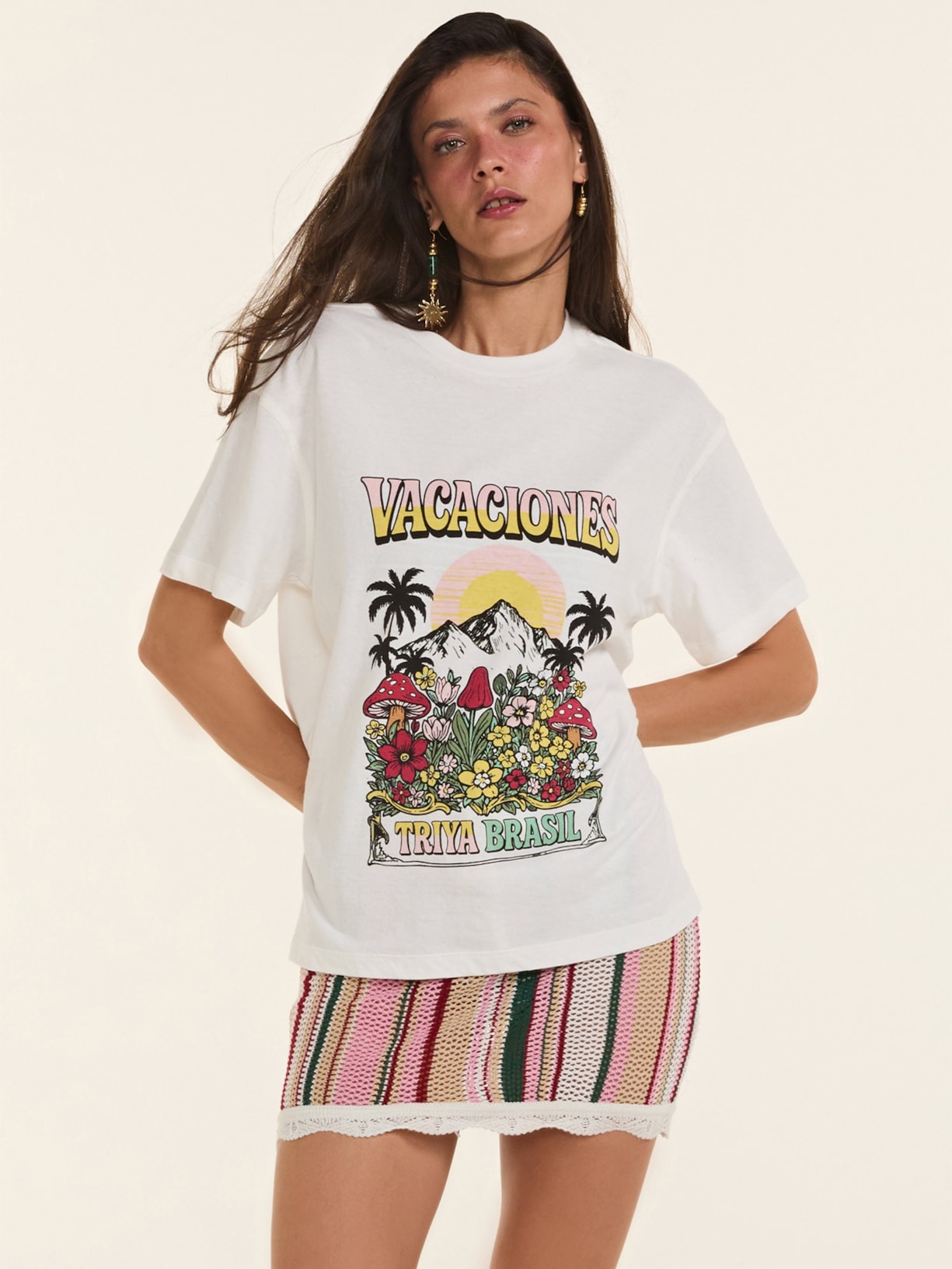 Camiseta Feminina Vacaciones – Branco Triya