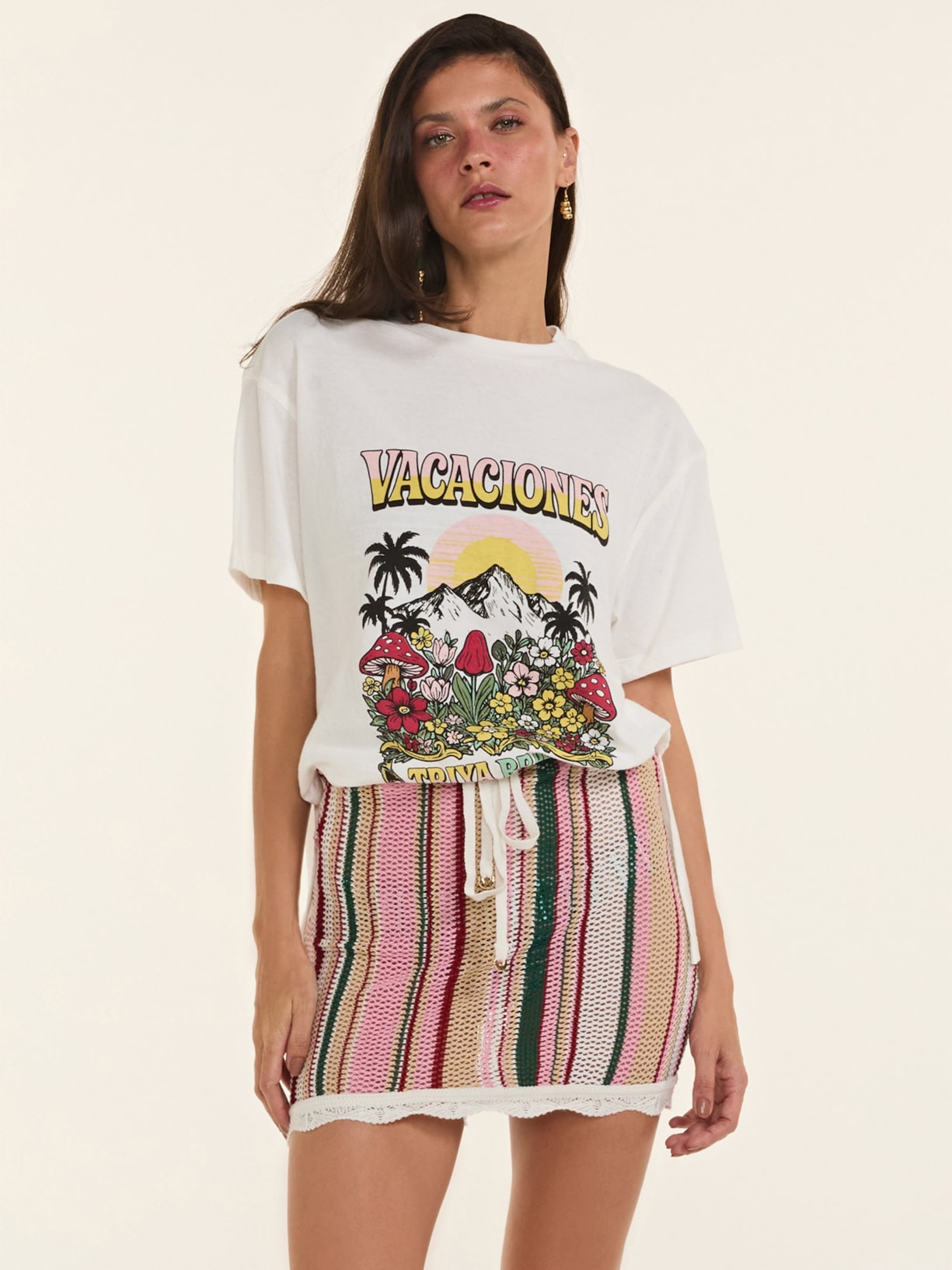 Camiseta Feminina Vacaciones – Branco Triya
