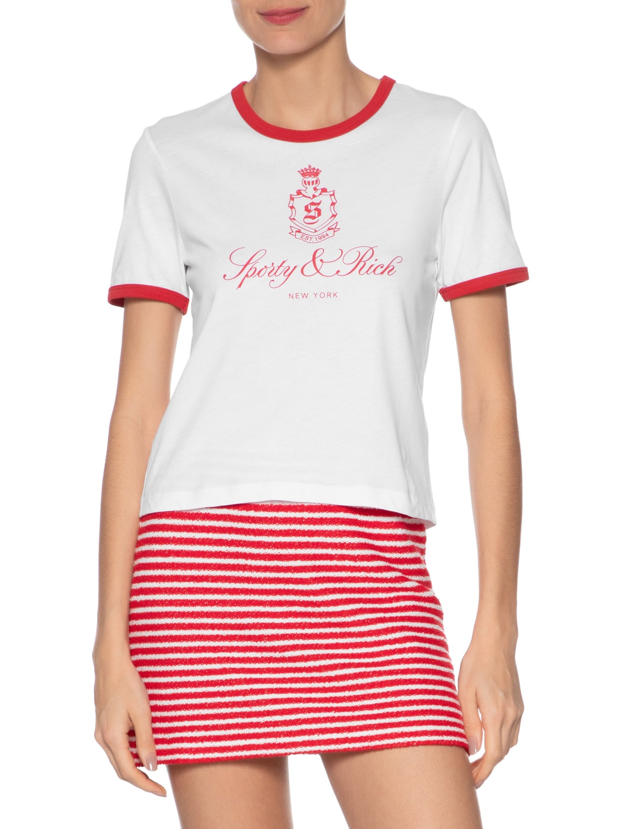 Camiseta Feminina Vendome Ringer Tee Branco Sporty & Rich