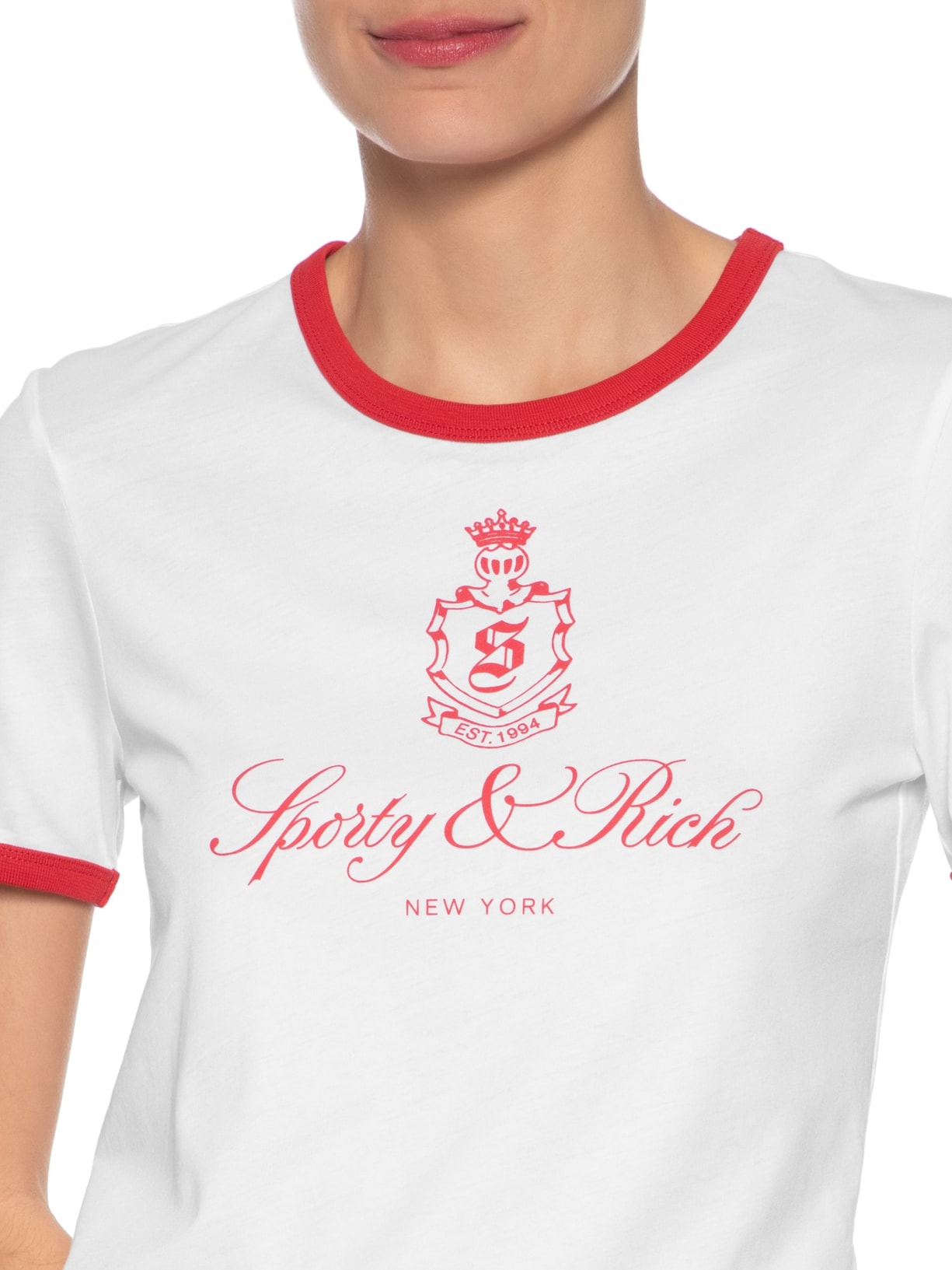 Camiseta Feminina Vendome Ringer Tee Branco Sporty & Rich