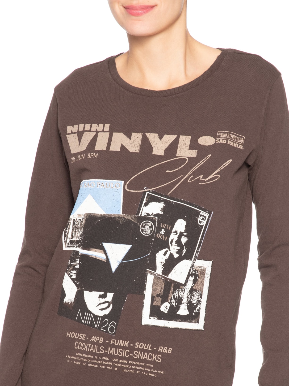 Camiseta Feminina Vinil Brown Marrom Niini