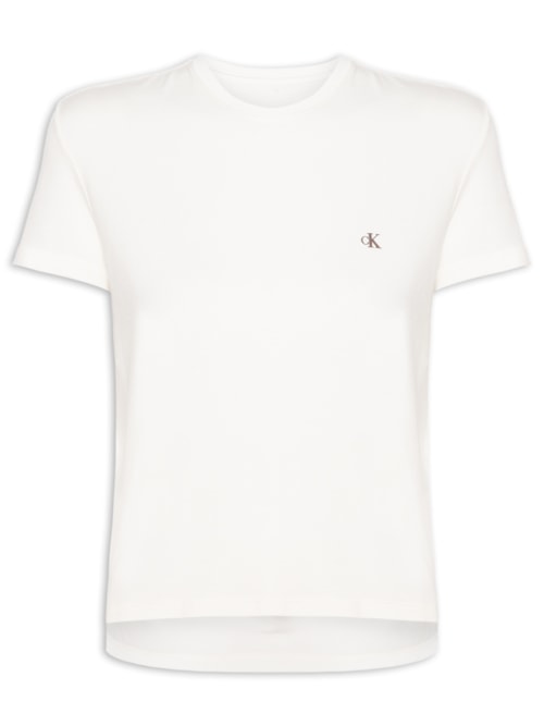 Camiseta Feminina Visco Lycra Calvin Klein Jeans - Off White - Camiseta Feminina Visco Lycra Calvin Klein Jeans Off White g