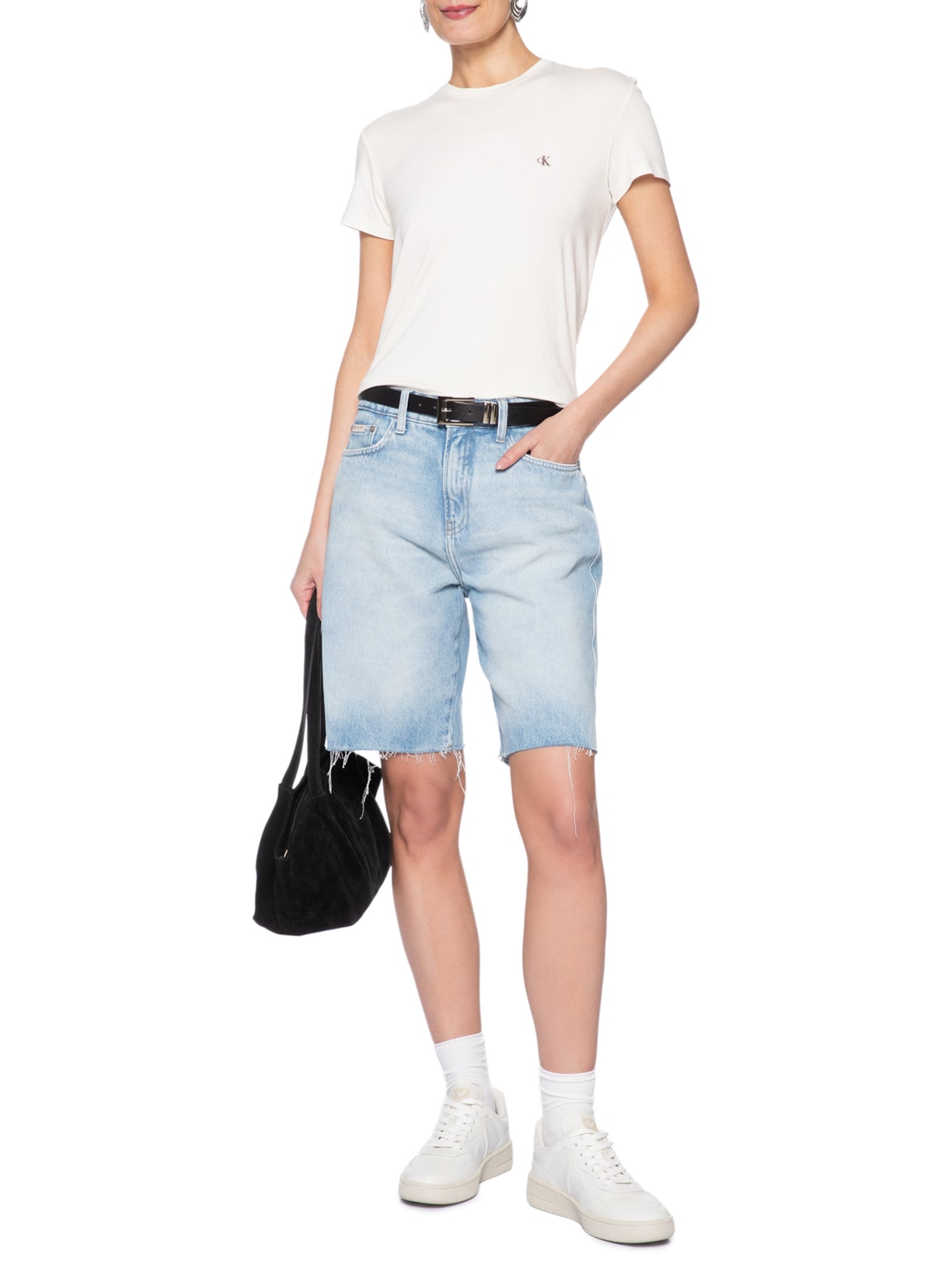 Camiseta Feminina Viscolycra Branco Calvin Klein Jeans
