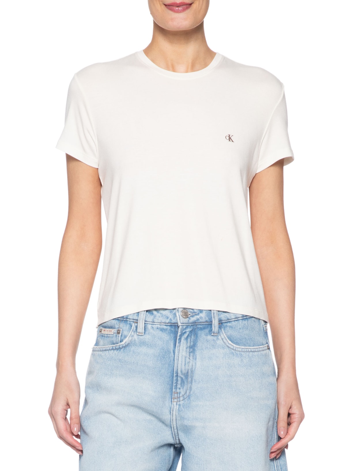 Camiseta Feminina Viscolycra – Branco Calvin Klein Jeans