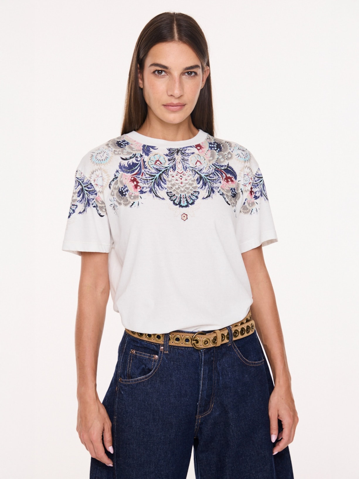 Camiseta Feminina Wallpaper I26 Branco Mixed