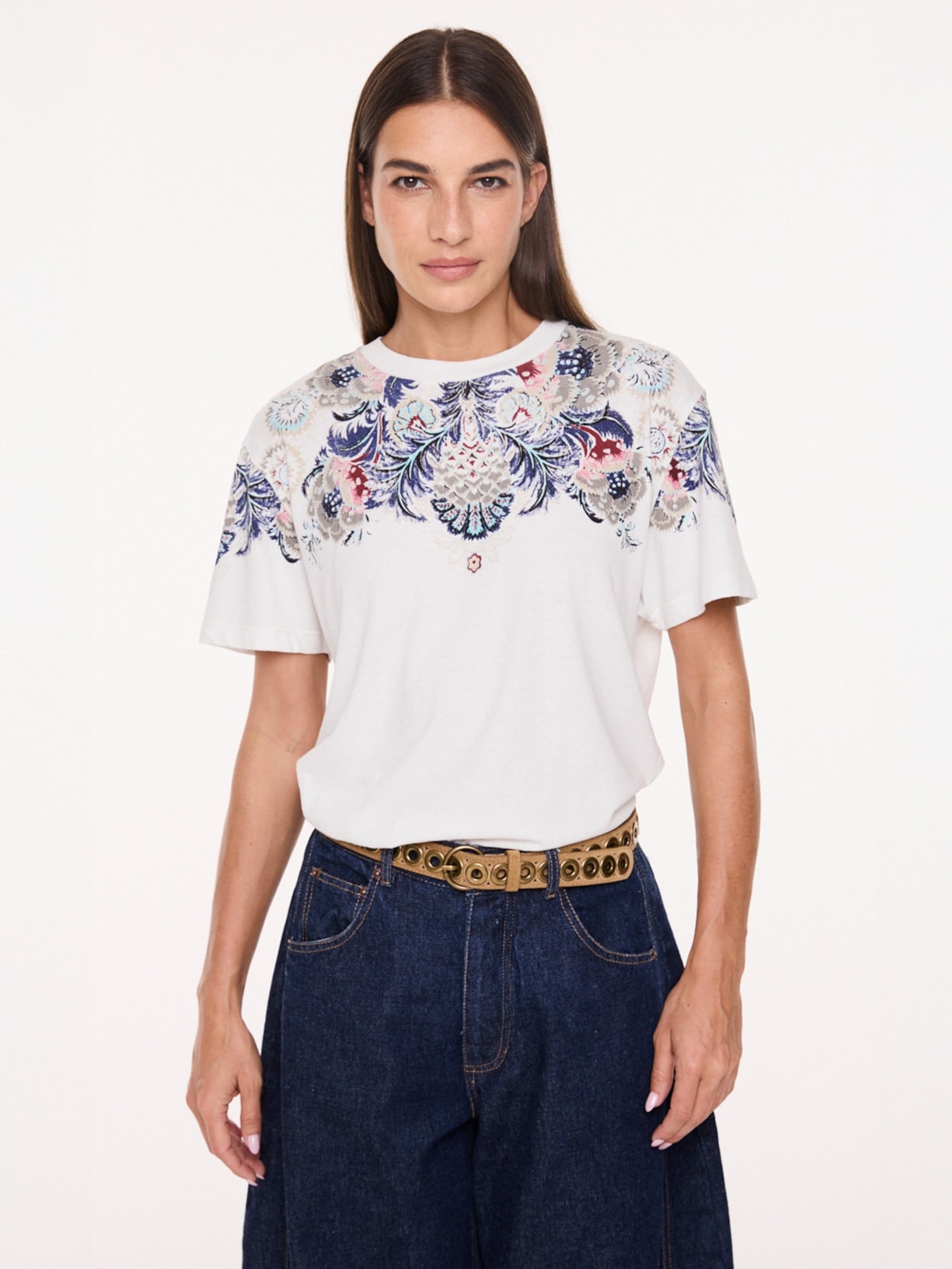 Camiseta Feminina Wallpaper I26 Branco Mixed