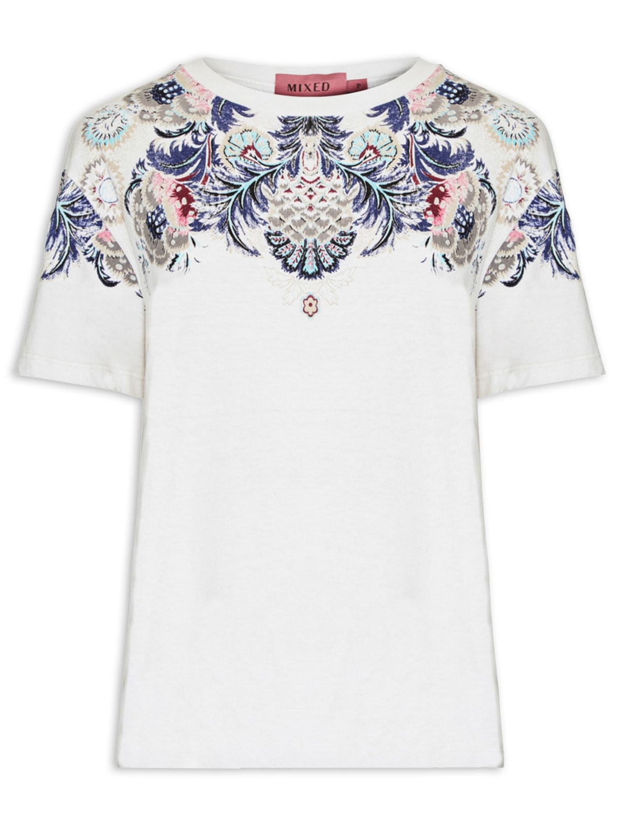 Camiseta Feminina Wallpaper I26 Branco Mixed