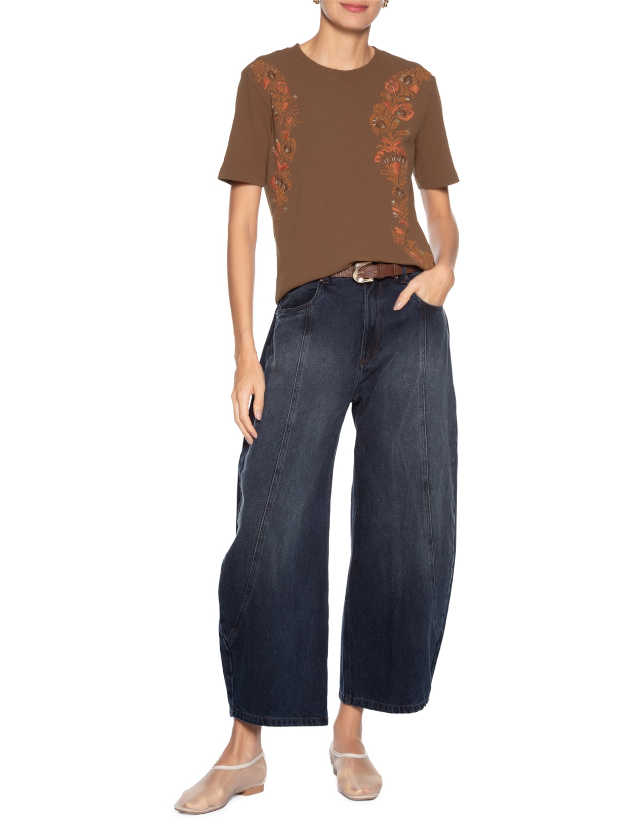 Camiseta Feminina Woods Toffee Marrom Bo.bô