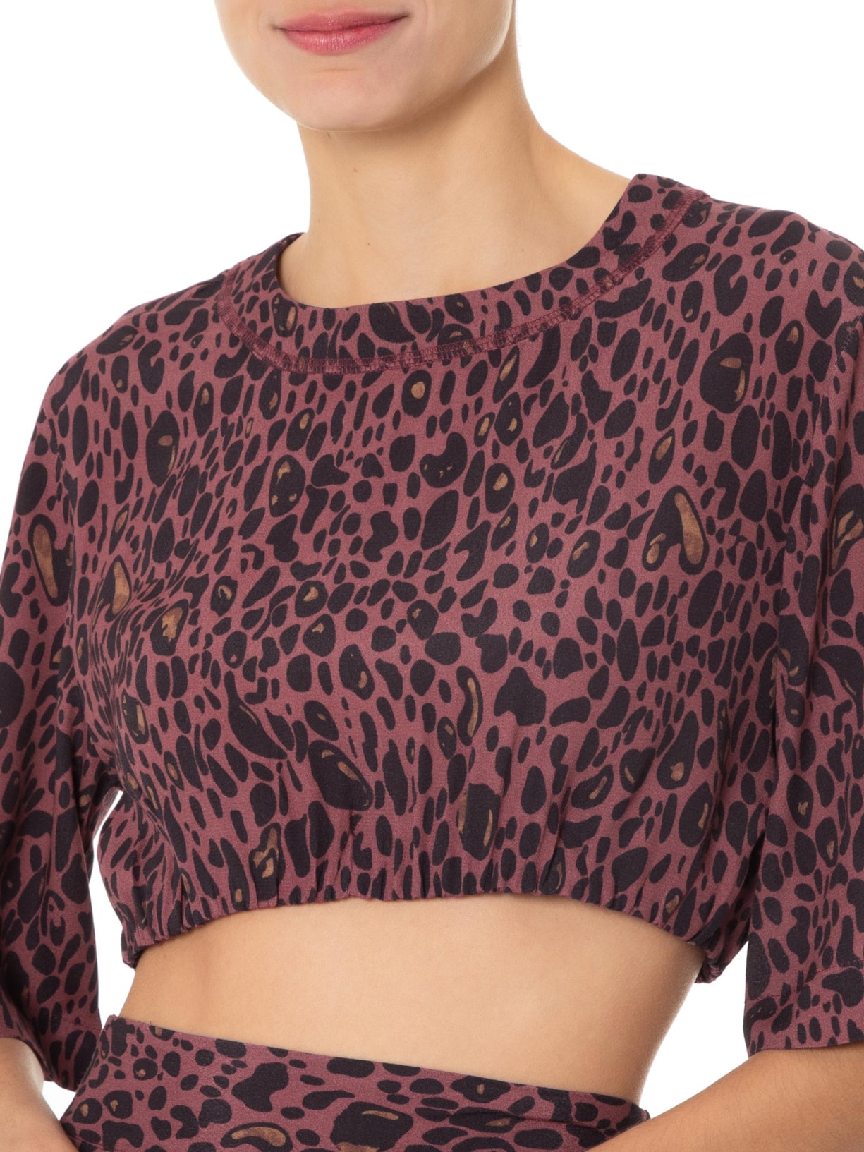 Camiseta Feminino Cropped Onça Elixer Color Animal Print Animale