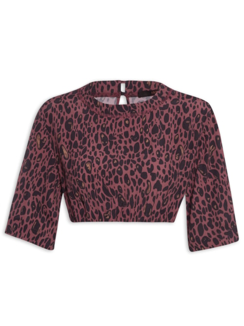 Camiseta Feminino Cropped Onça Elixer Color - Animal Print