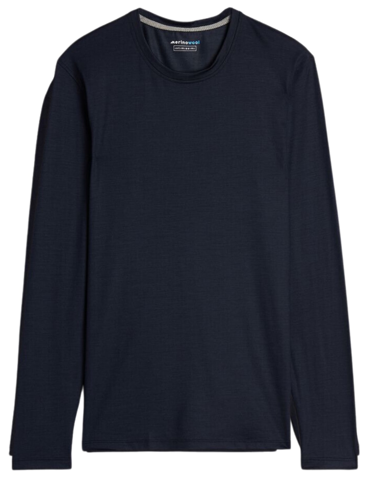 Camiseta Manga Comprida Lã Merino Decote Redondo - Azul