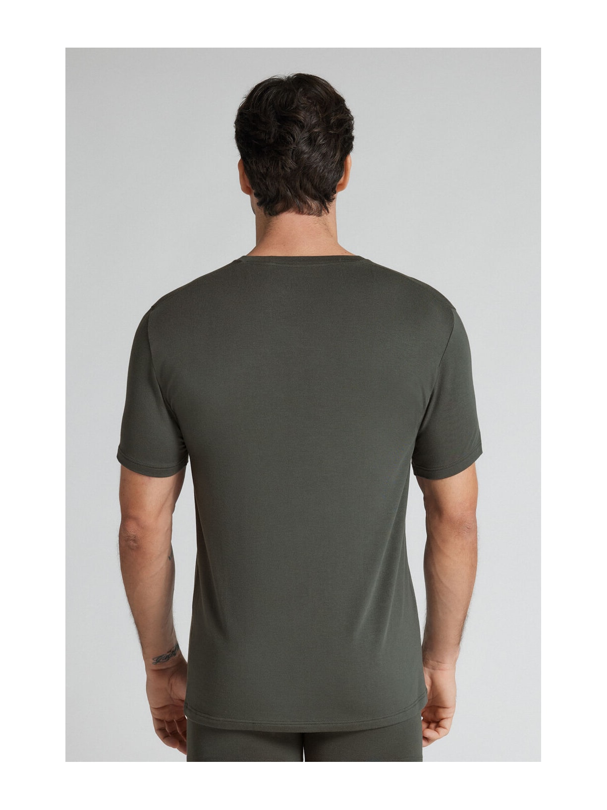 Camiseta Manga Curta Em Modal e Seda Verde Intimissimi