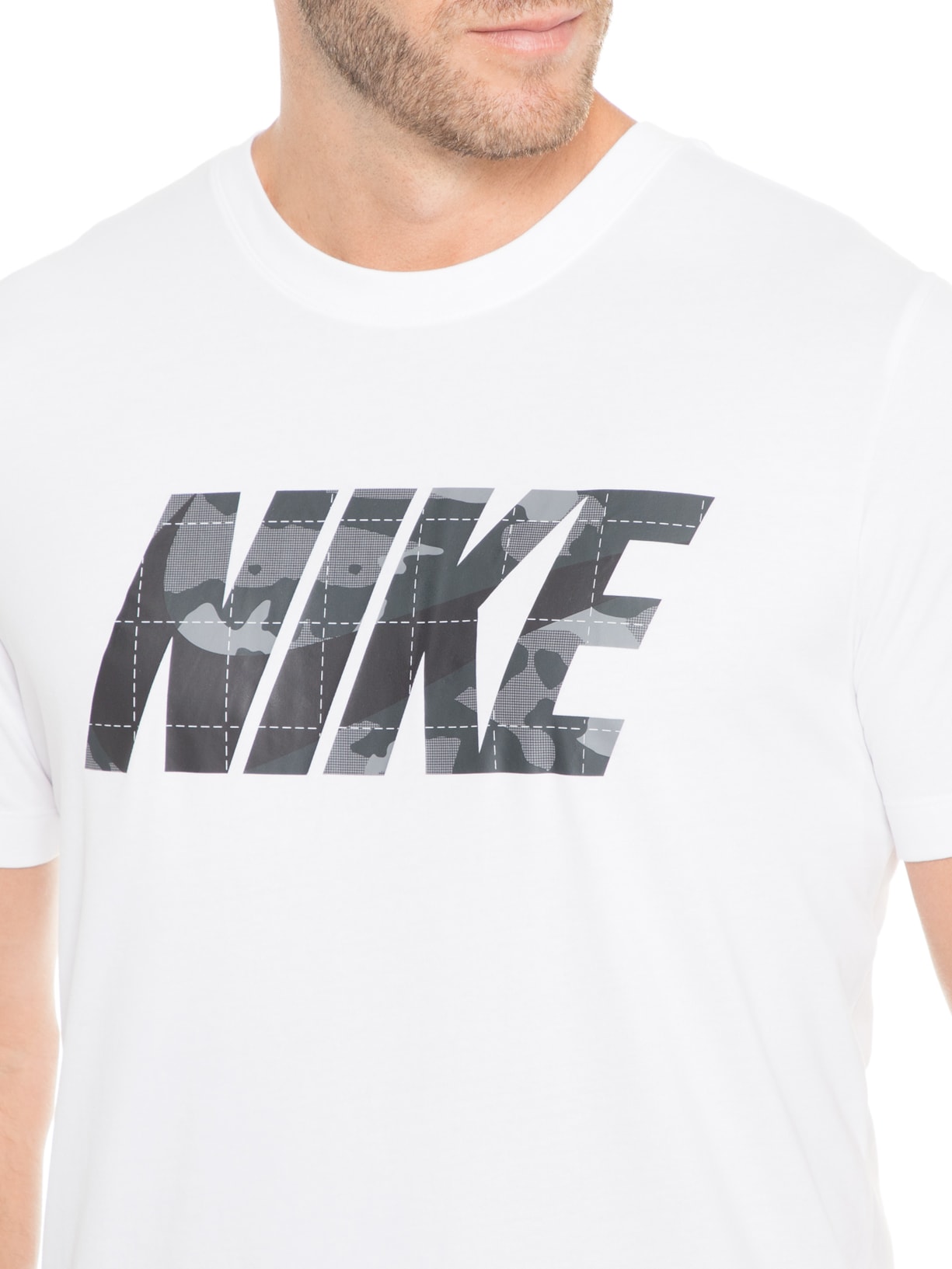 Camiseta Manga Curta Masculina DF Tee Camo GF – Branco Nike