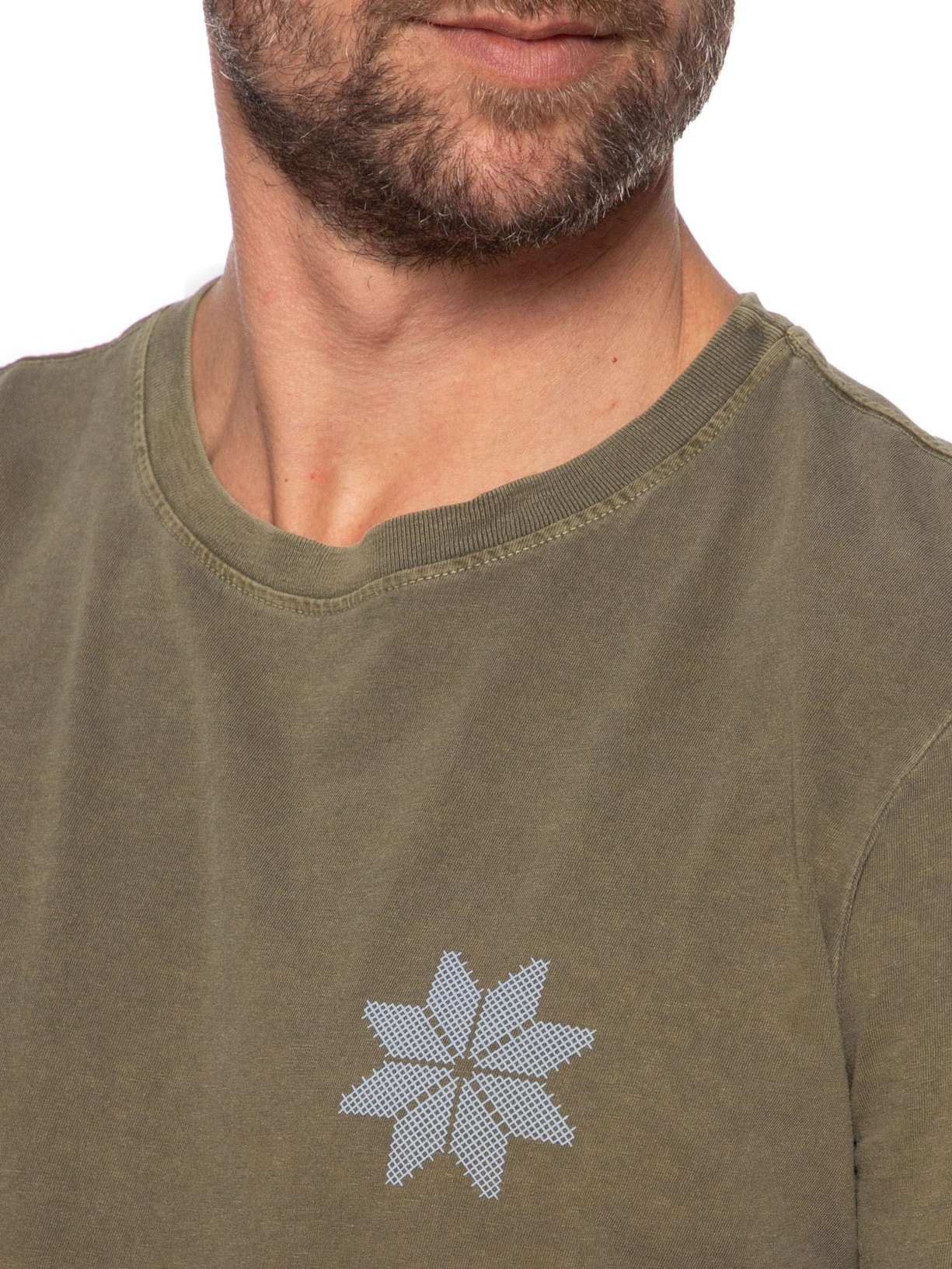 Camiseta Manga Curta Masculina Stone Snow Tricot Verde Osklen