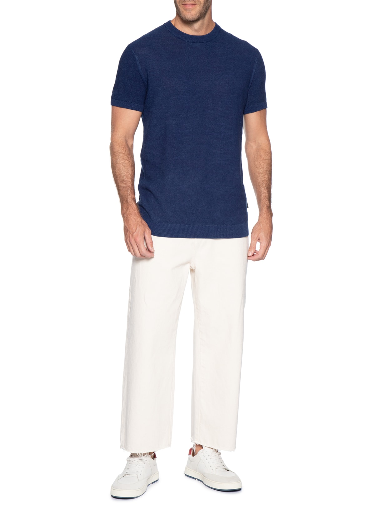 Camiseta Manga Curta Masculina Tricot Azul Foxton