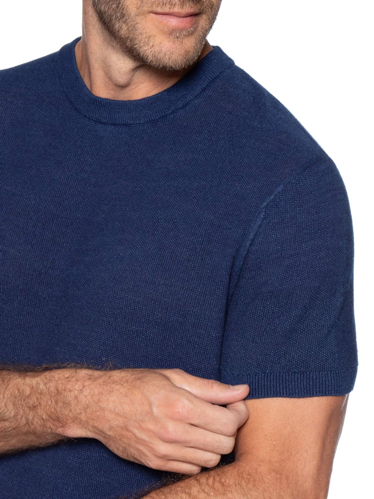 Camiseta Manga Curta Masculina Tricot Azul Foxton