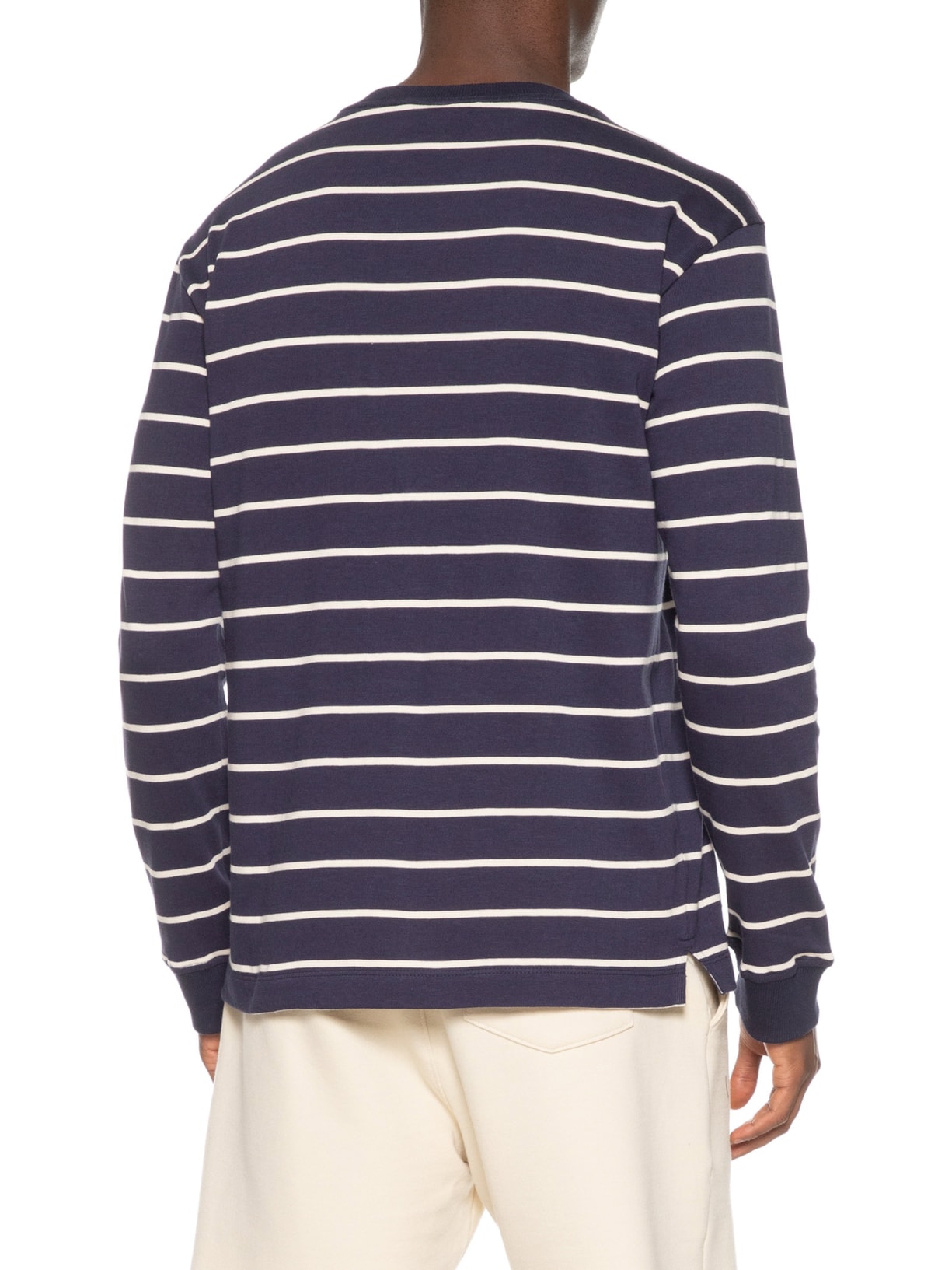 Camiseta Manga Longa Listrado Rib Azul Reserva