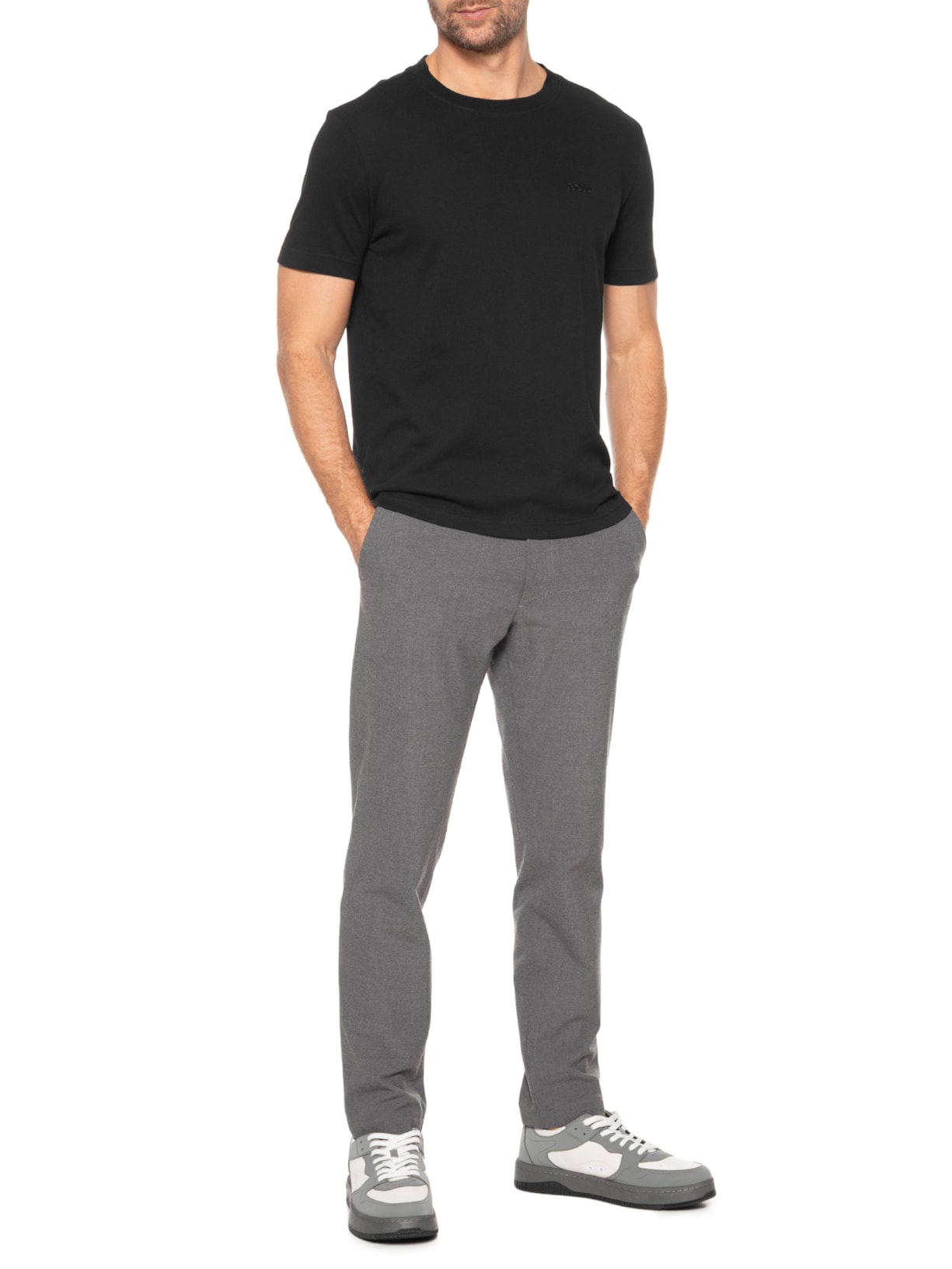 Camiseta Mascuilina Manga Curta Logo Bordado Preto Boss