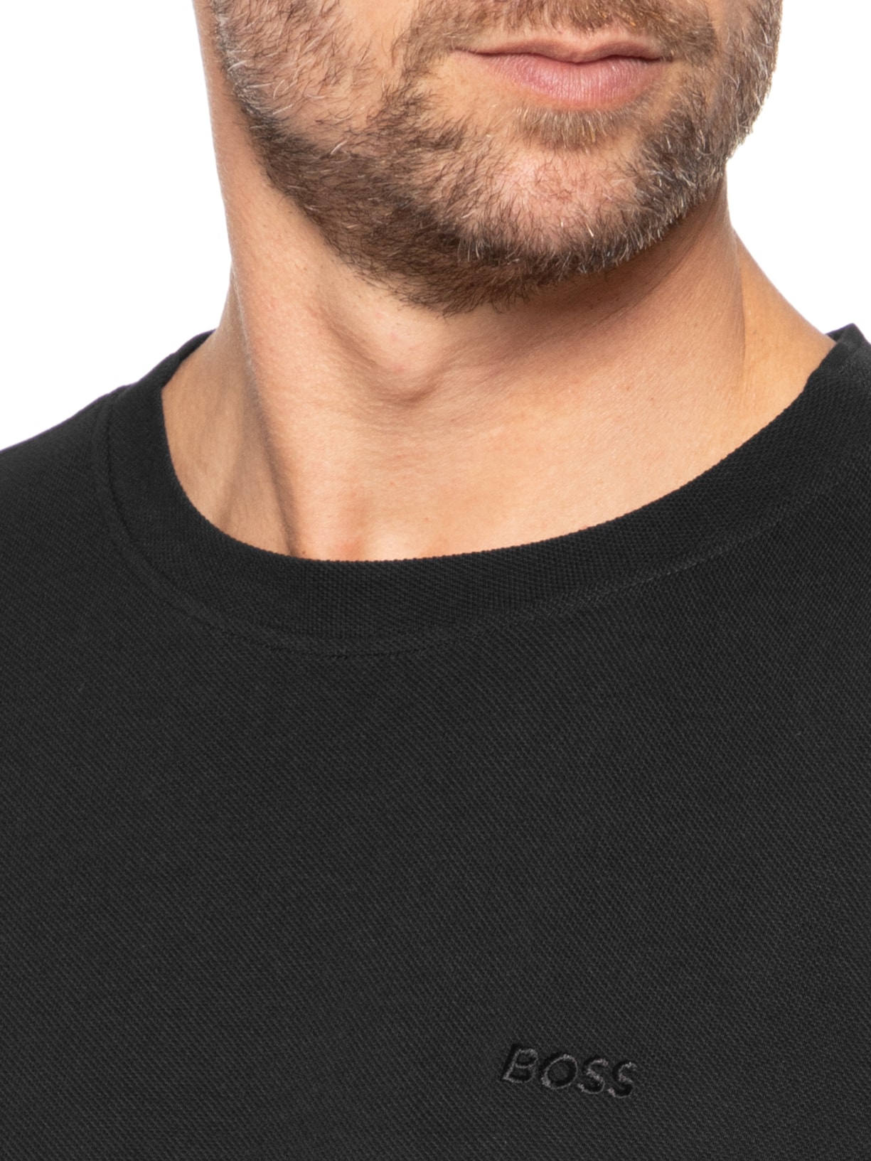 Camiseta Mascuilina Manga Curta Logo Bordado Preto Boss