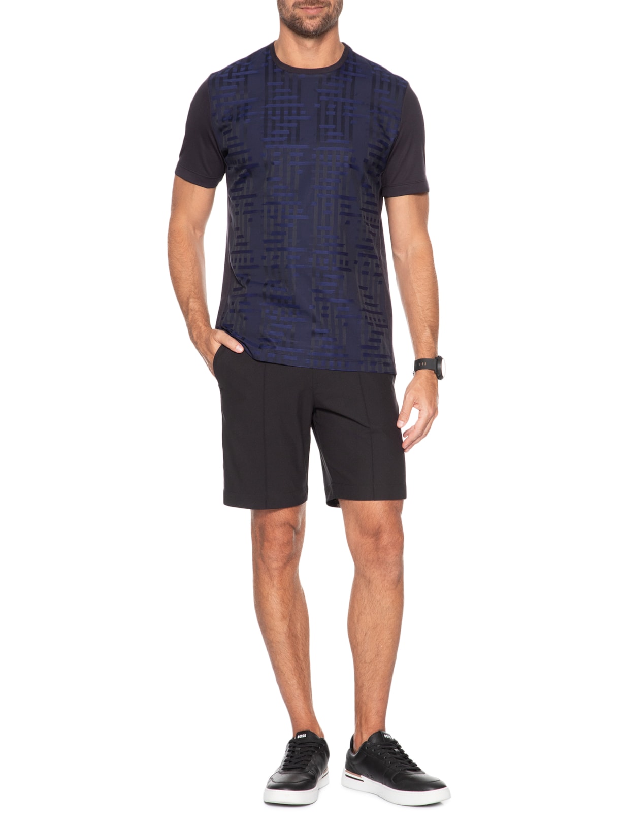 Camiseta Masculina 100% Algodão Com Construção Em Jacquard Fio 100/2 Azul Ricardo Almeida