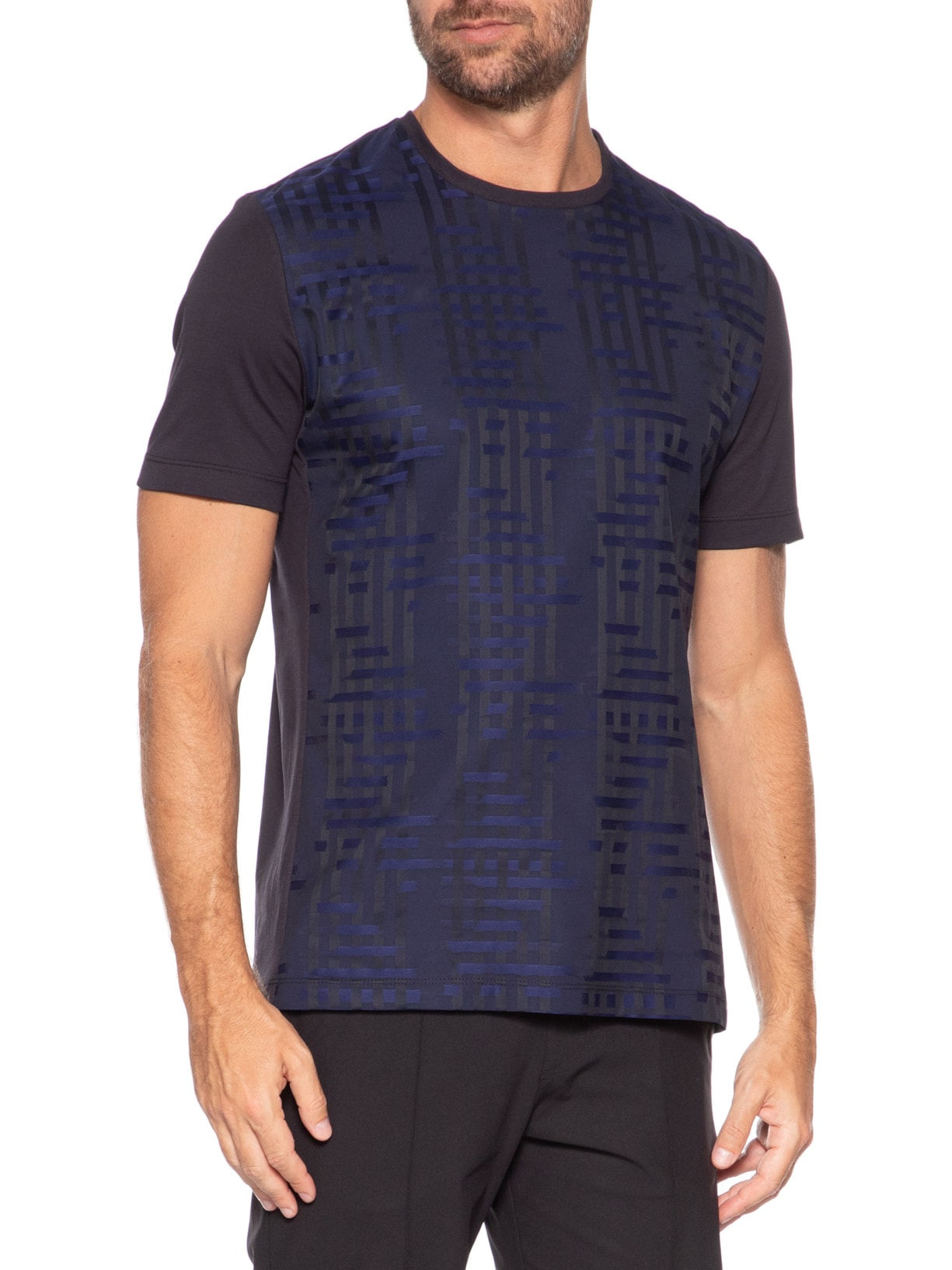 Camiseta Masculina 100% Algodão Com Construção Em Jacquard Fio 100/2 Azul Ricardo Almeida
