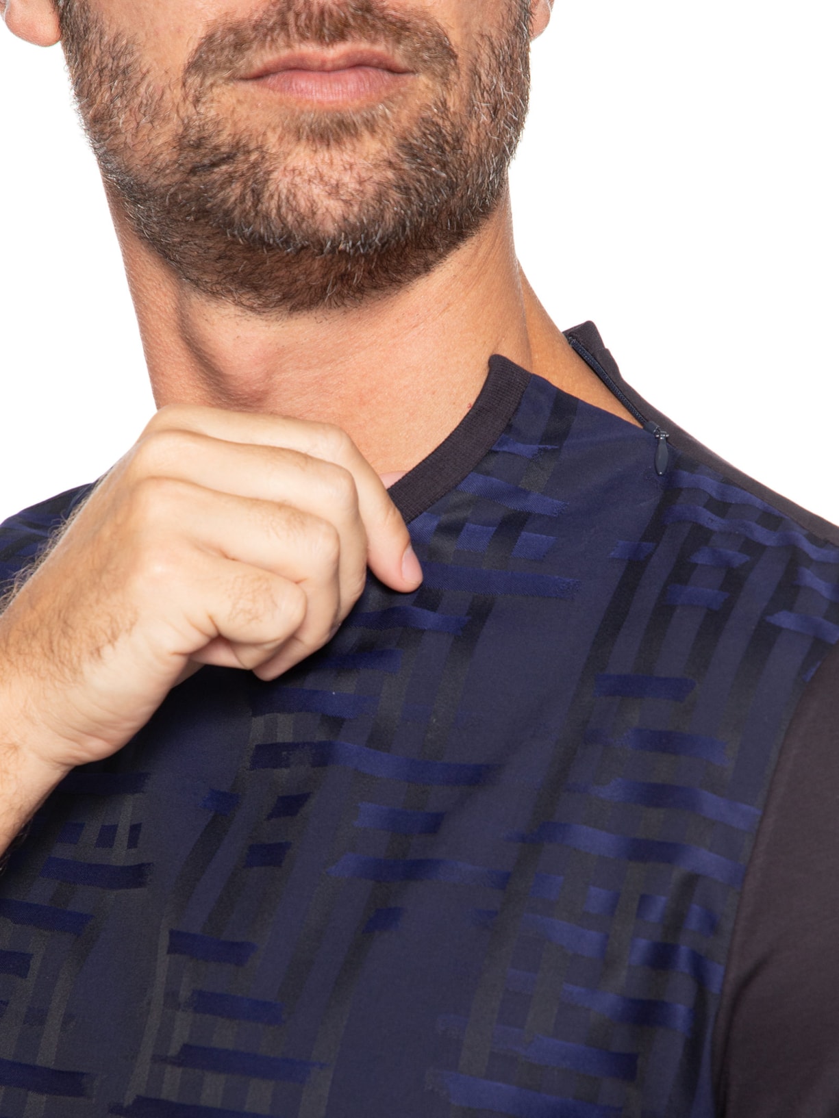 Camiseta Masculina 100% Algodão Com Construção Em Jacquard Fio 100/2 Azul Ricardo Almeida