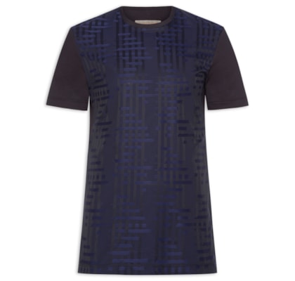 Camiseta Masculina 100% Algodão Com Construção Em Jacquard Fio 100/2 - Azul