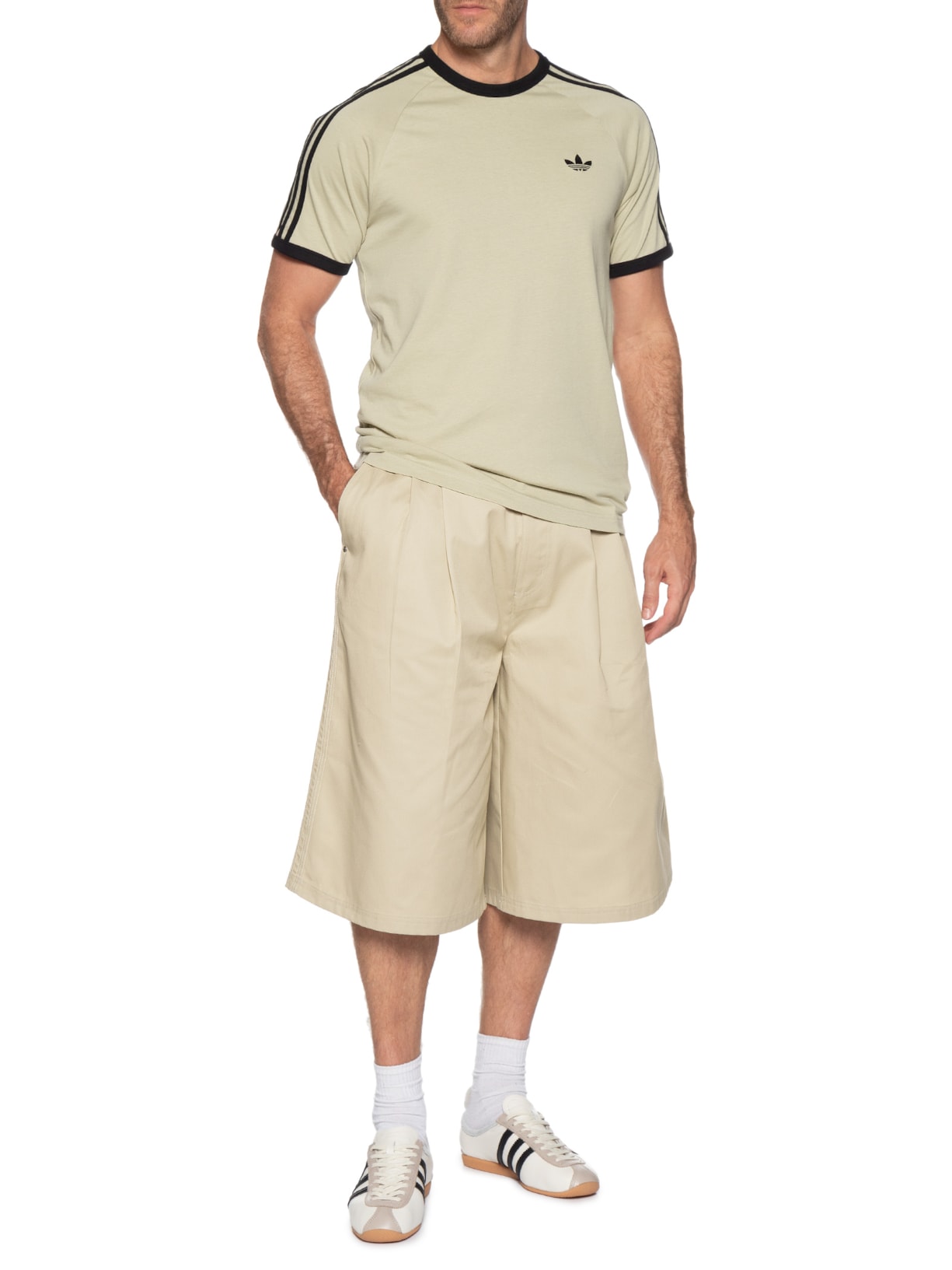 Camiseta Masculina 3 Stripes Bege Adidas Originals