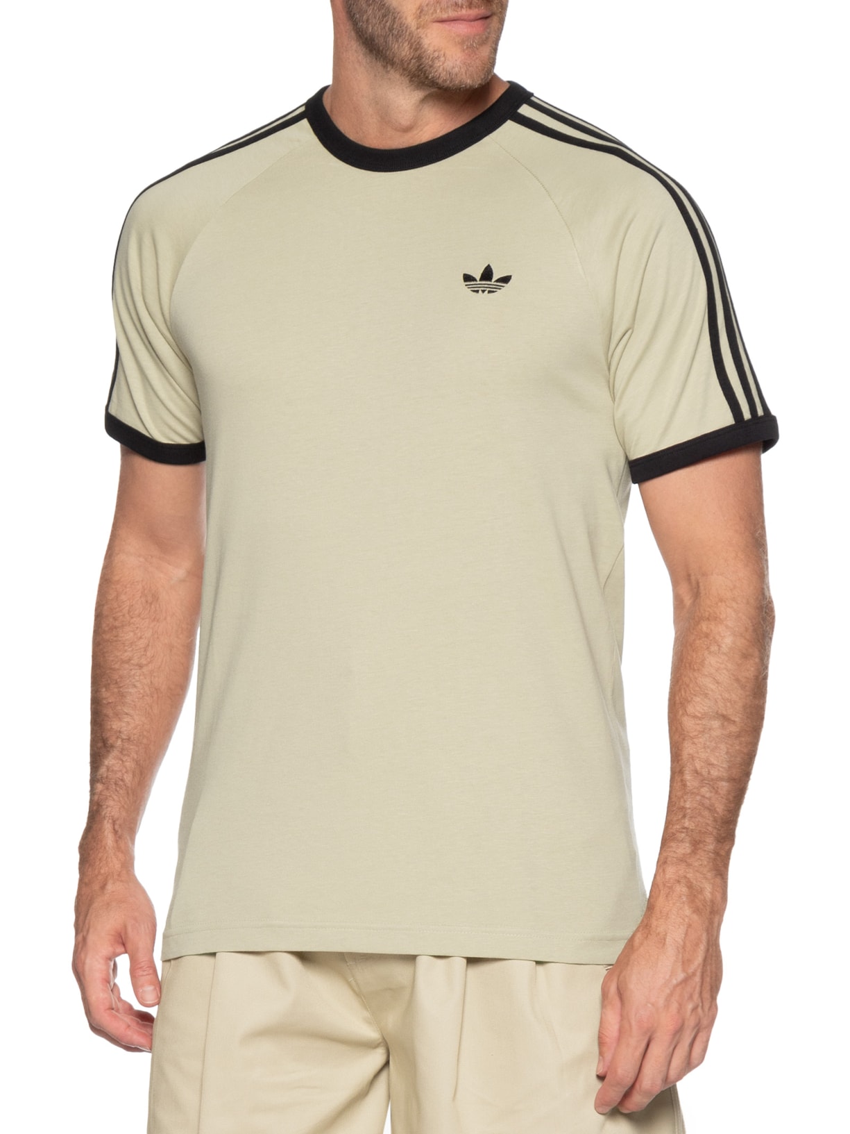 Camiseta Masculina 3 Stripes Bege Adidas Originals
