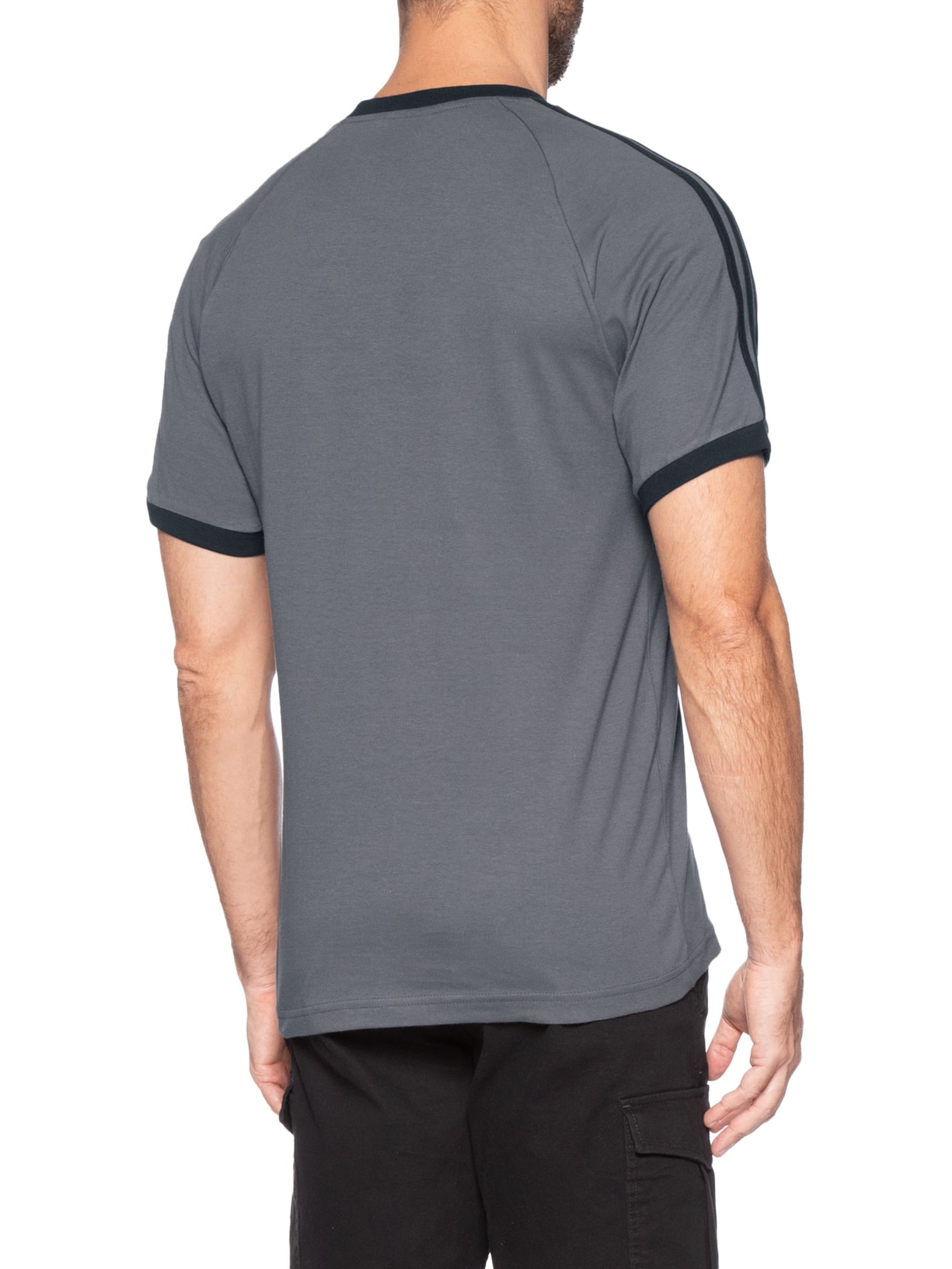 Camiseta Masculina 3-Stripes Cinza Adidas Originals