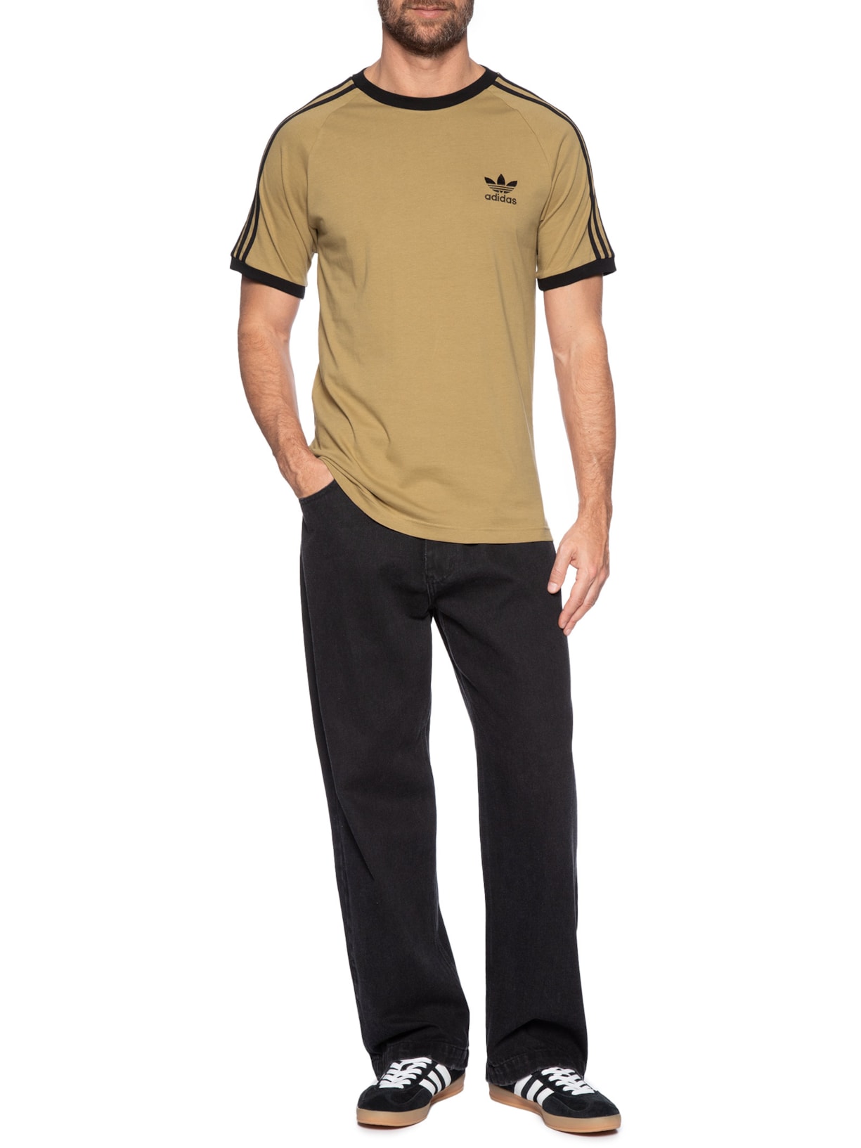 Camiseta Masculina 3-Stripes Marrom Adidas Originals