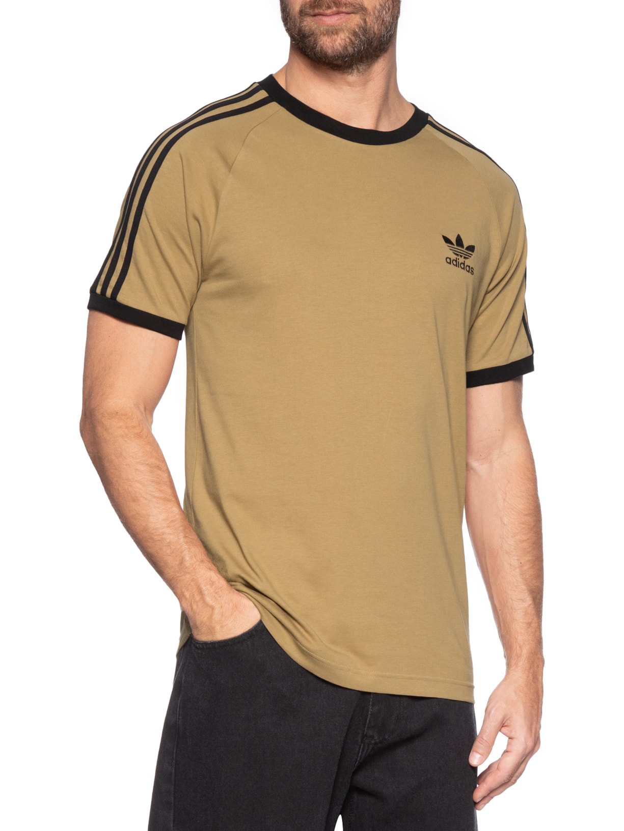 Camiseta Masculina 3-Stripes Marrom Adidas Originals