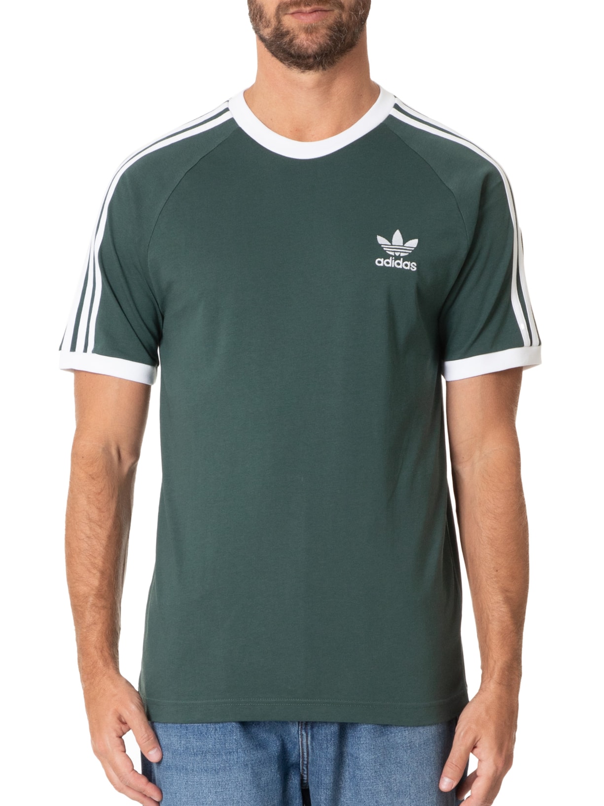 Camiseta Masculina 3 Stripes Verde Escuro Adidas Originals