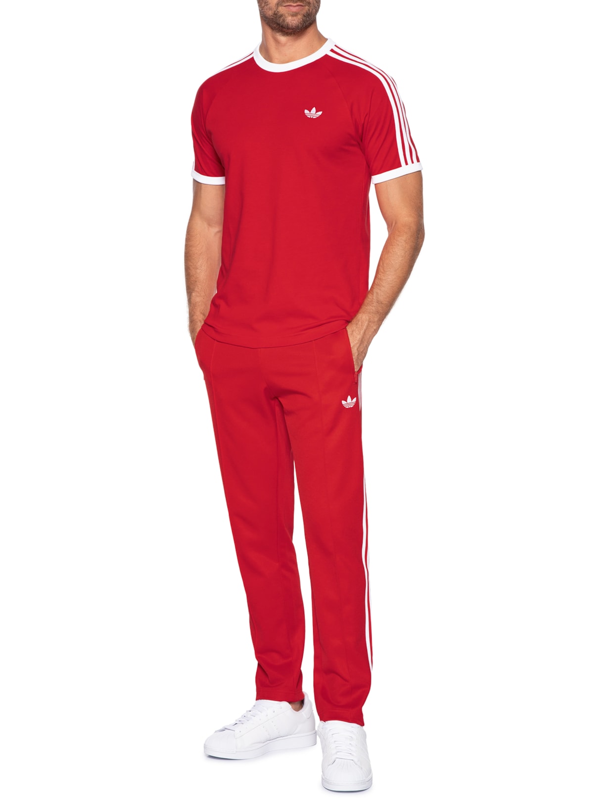 Camiseta Masculina 3 Stripes Vermelho Adidas Originals