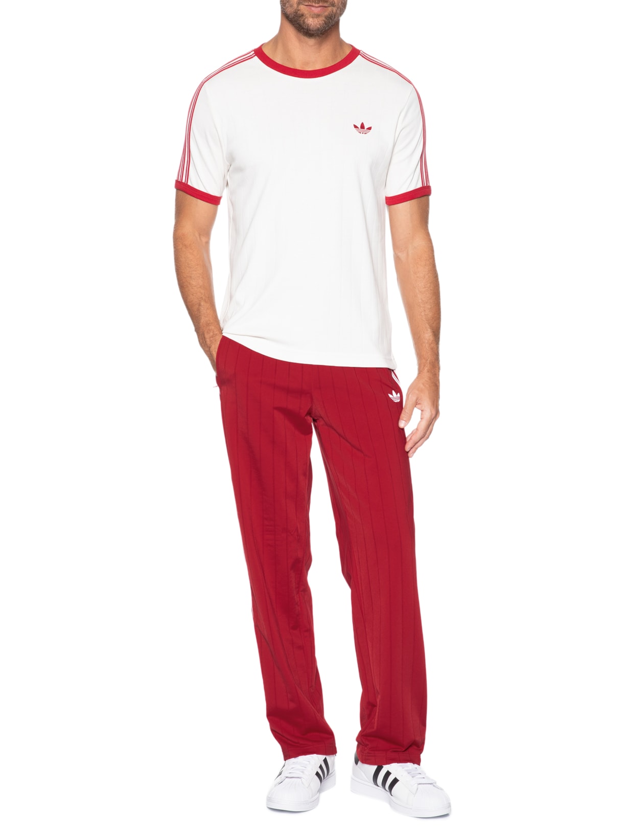 Camiseta Masculina 3S Stripes Branco Adidas Originals