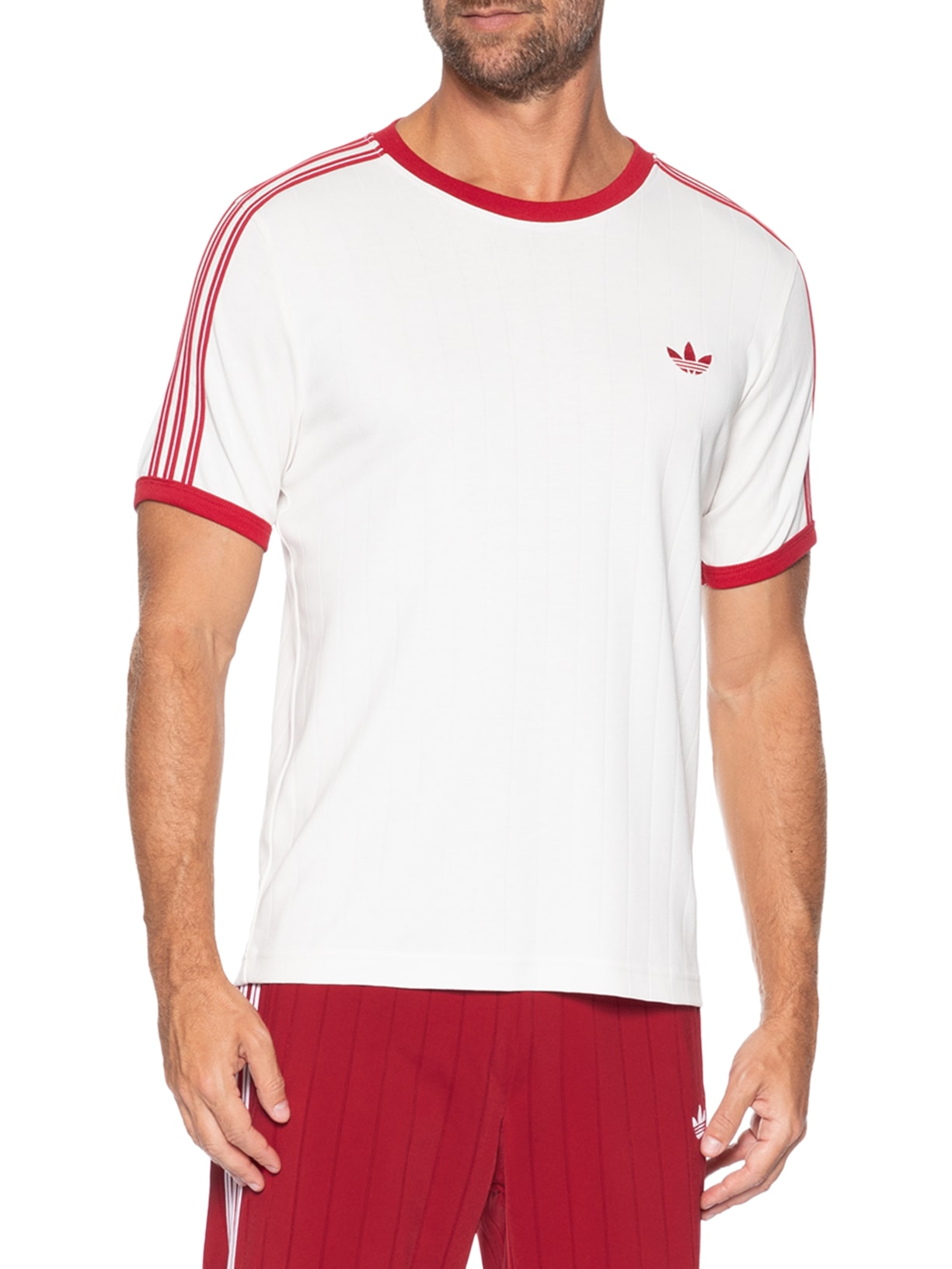 Camiseta Masculina 3S Stripes Branco Adidas Originals