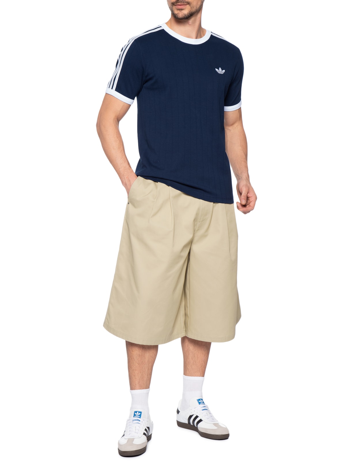 Camiseta Masculina 3s Strips Azul Adidas Originals
