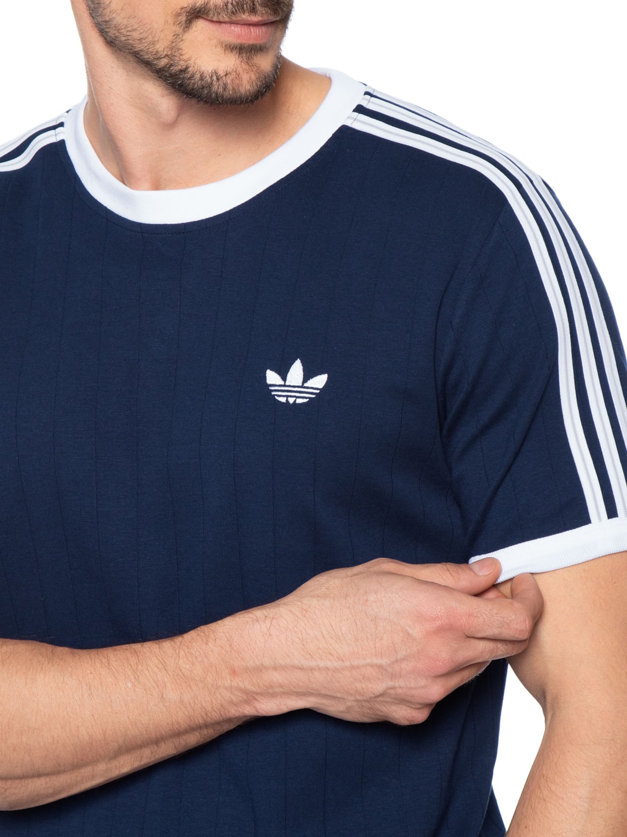 Camiseta Masculina 3s Strips Azul Adidas Originals