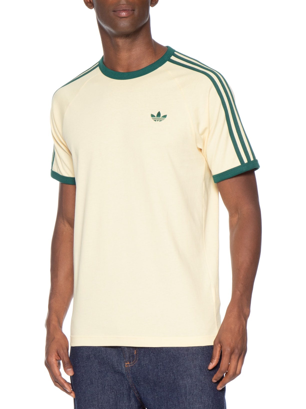 Camiseta Masculina 3s Strips Bege Adidas Originals
