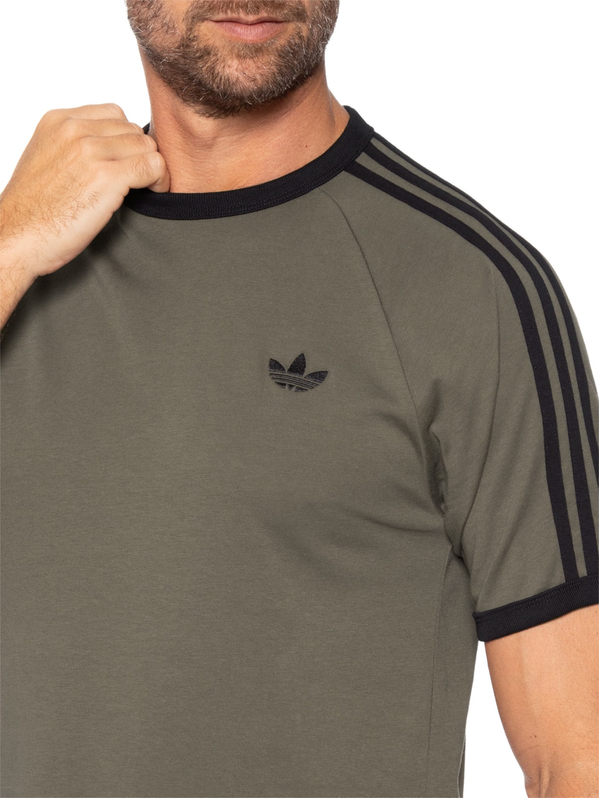 Camiseta Masculina 3s Strips Cinza Adidas Originals