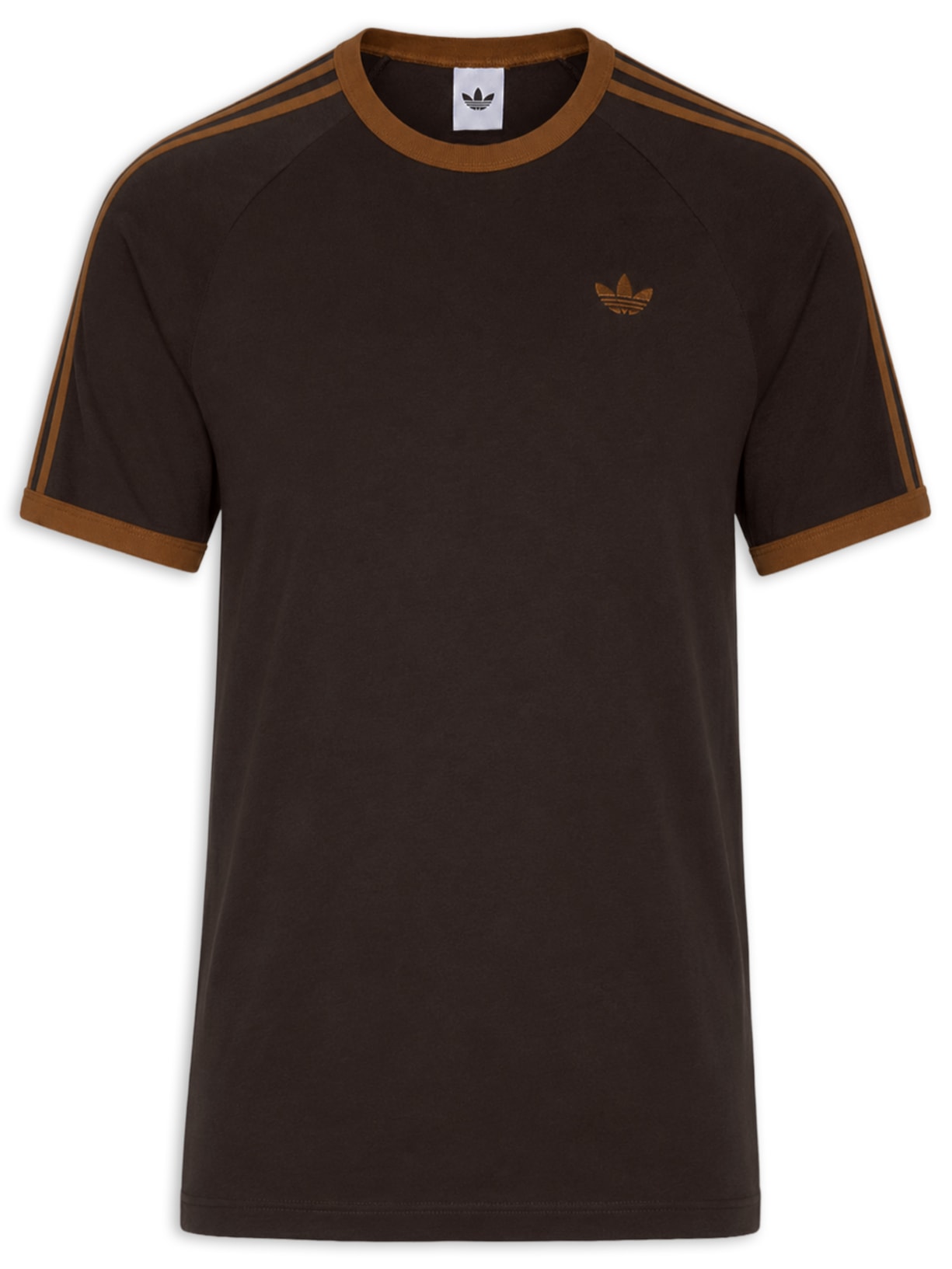 Camiseta Masculina 3s Strips Marrom Adidas Originals