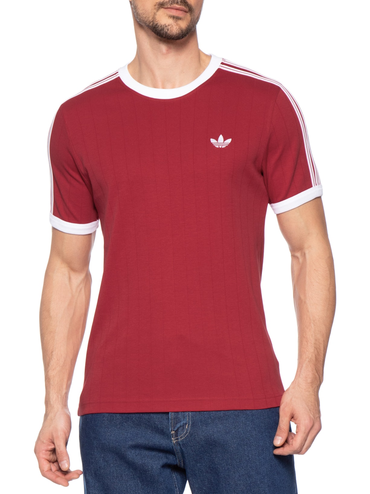 Camiseta Masculina 3s Strips Vermelho Adidas Originals