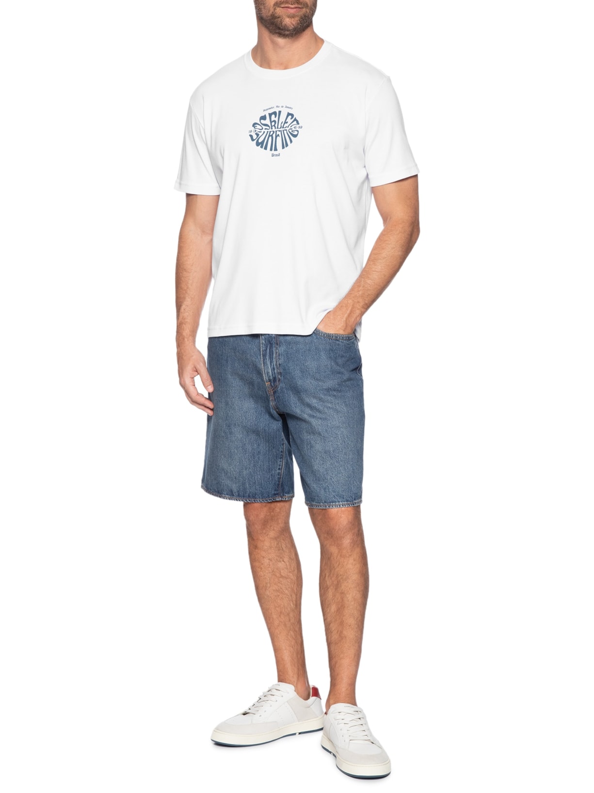 Camiseta Masculina 70's Surfing Branco Osklen