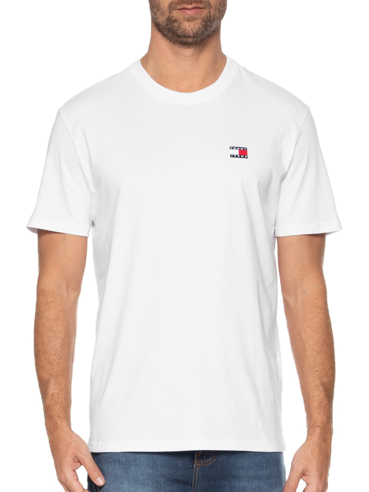 Camiseta Masculina AB Regular Essential Flag Tee Ext Branco Tommy Jeans