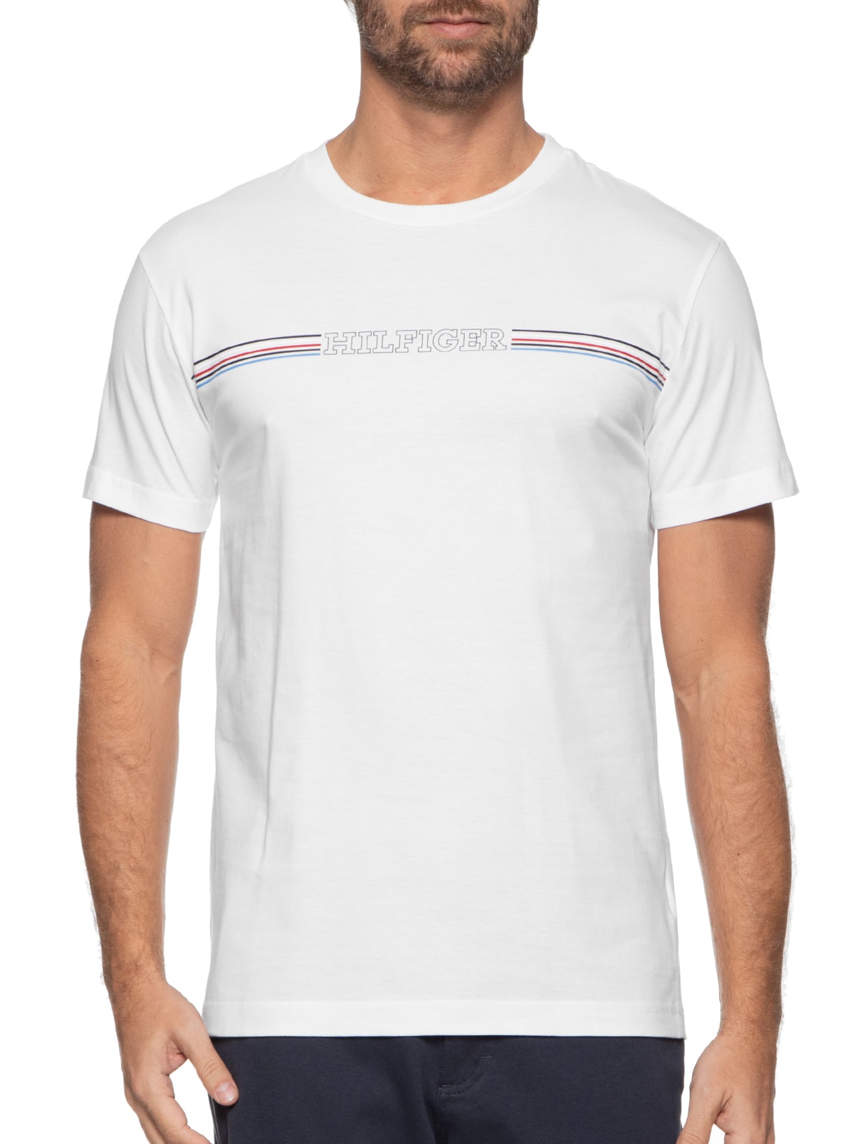 Camiseta Masculina Ab Stripe Chest Branco Tommy Hilfiger